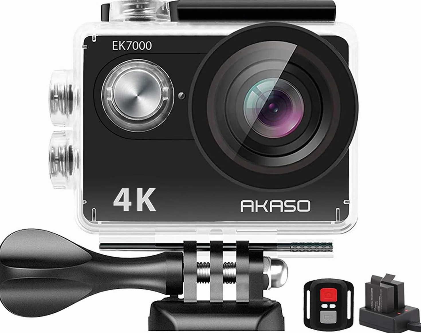 AKASO EK7000 Kamera sportowa 4K30FPS - 20MP Ultra HD kamera podwodna 170 stopni, szeroki kąt, wodoodporna kamera z zestawem akcesoriów - czarna