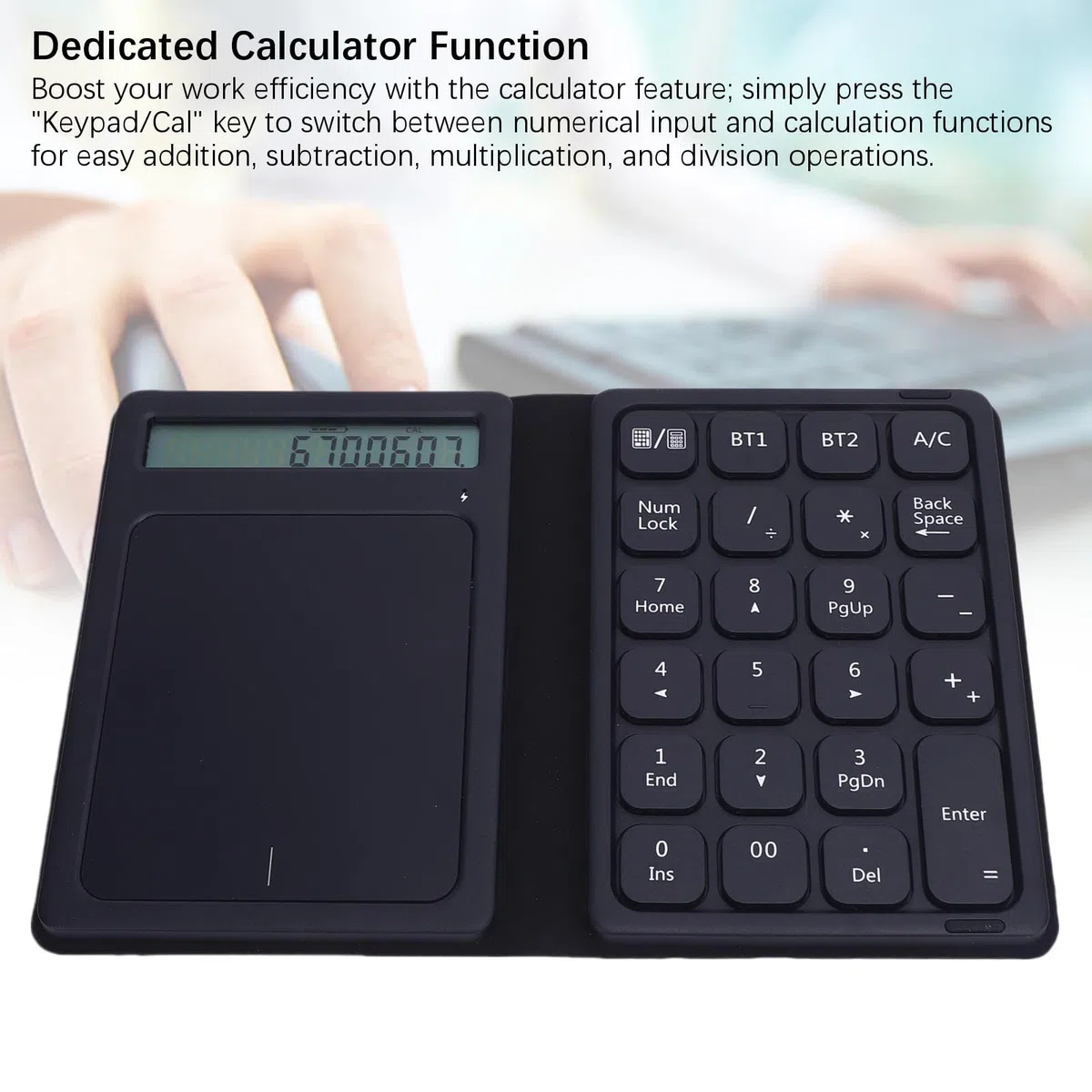 Annadue 3 w 1 Podkładka Numeru Bluetooth z Touchpad i Kalkulator, Składanie Bezprzewodowej Klawiatury Numerycznej 23 Klawisz