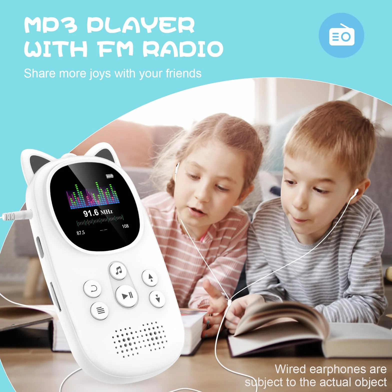 32GB Odtwarzacz MP3 z Bluetooth 5.0, Odtwarzacze MP3 dla dzieci z głośnikiem o pojemności 750 mAh, odtwarzacz muzyczny Oilsky Child Mp3 z radiem FM (Czarny)