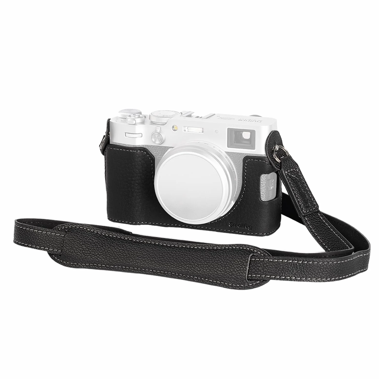 SMALLRIG X100VI Half Leather Case Kit Zestaw Skórzanego Etui z Paskiem na Ramię, Skórzane Etui na Aparat w Stylu Retro Pół Skórzane Etui z Ramką ze Stopu Aluminium dla FUJIFILM X100VI (Black) - 4700