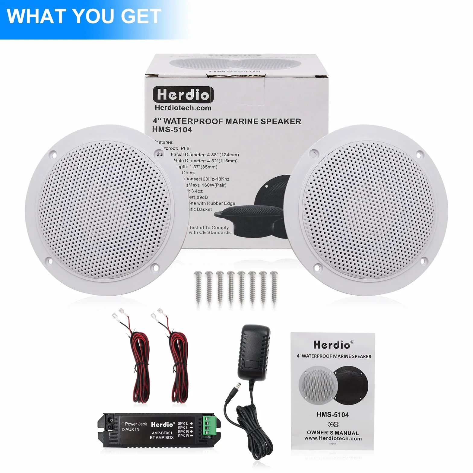 Herdio 160 W 4-calowy zestaw głośników sufitowych wodoodporny Bluetooth