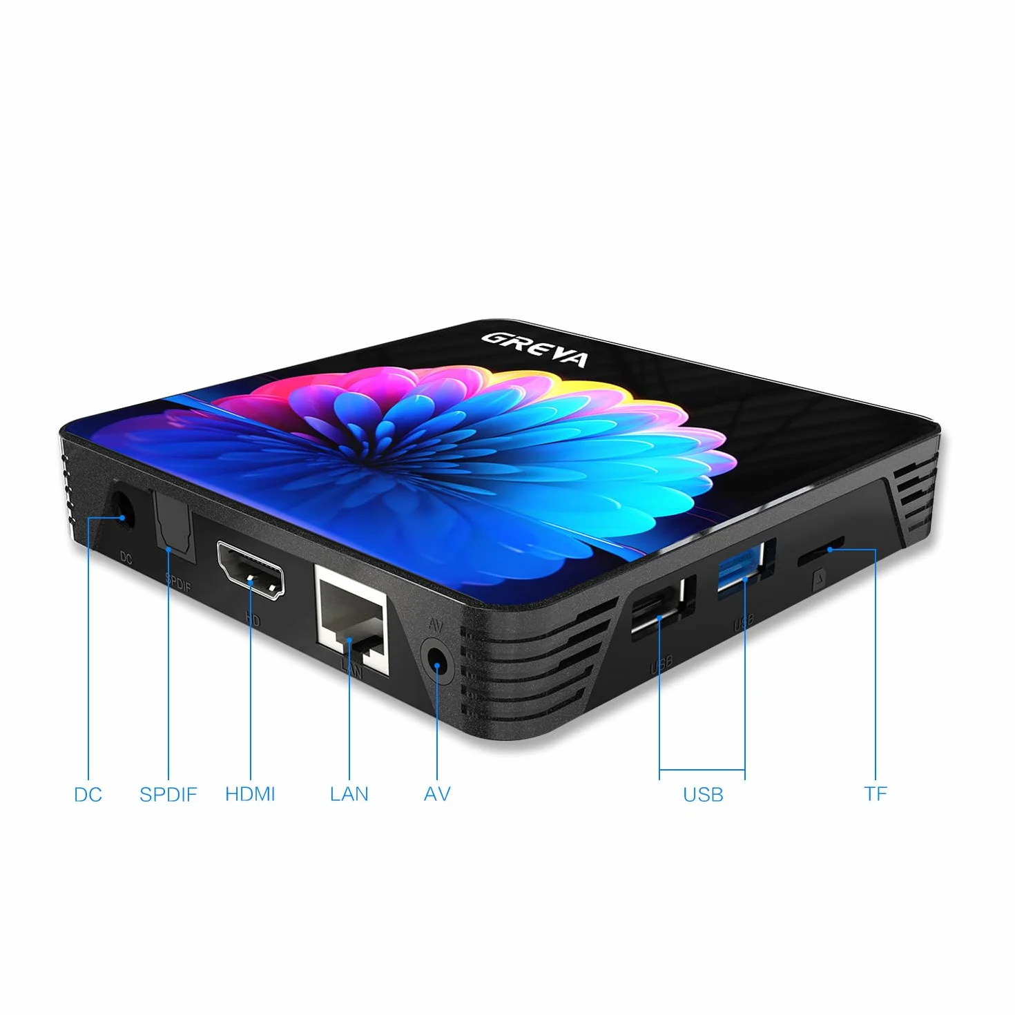 GREVA Android 13.0 TV Box 2 GB RAM 16 GB ROM, Smart TV Box Android TV 4K 8K RK3528 64bit czterordzeniowy, 2,4/5,0 GHz WiFi6, dwuzakresowy odtwarzacz BT 5.0, 10/100 m, Ethernet, Internet, HDMI Ultra HD