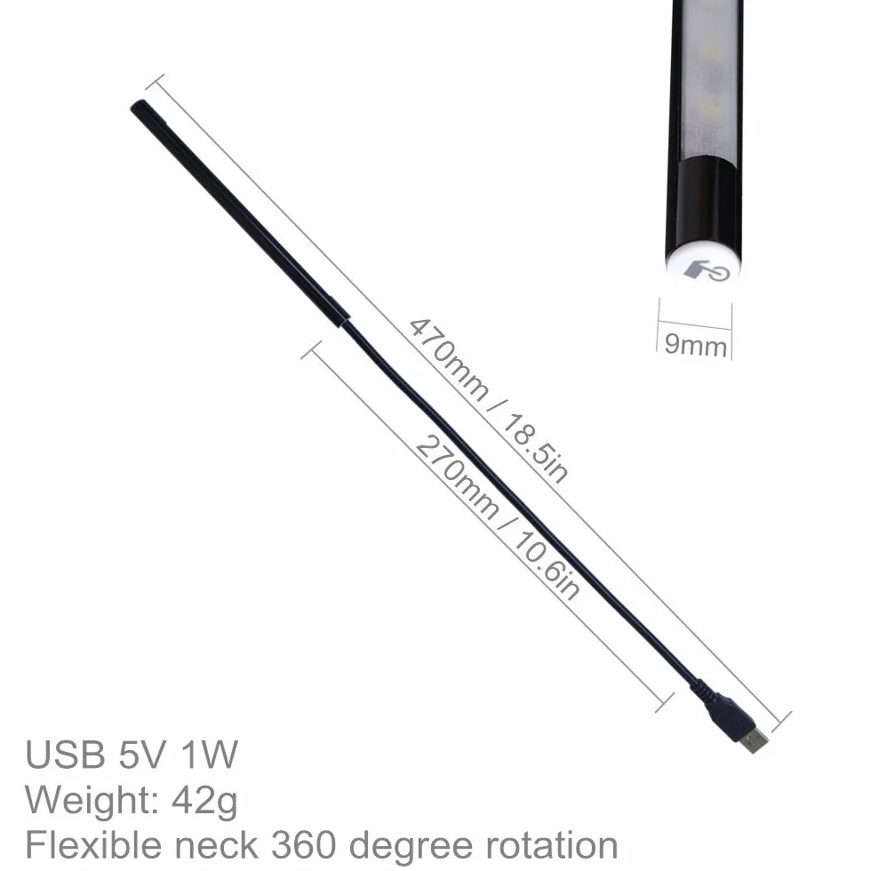 Lampa LED USB – dotykowa przenośna lampa do książek, ściemniana, elastyczne światło do notebooków, tabletów, powerbanków, komputerów stacjonarnych, lampka nocna do czytania, lampka na laptopa