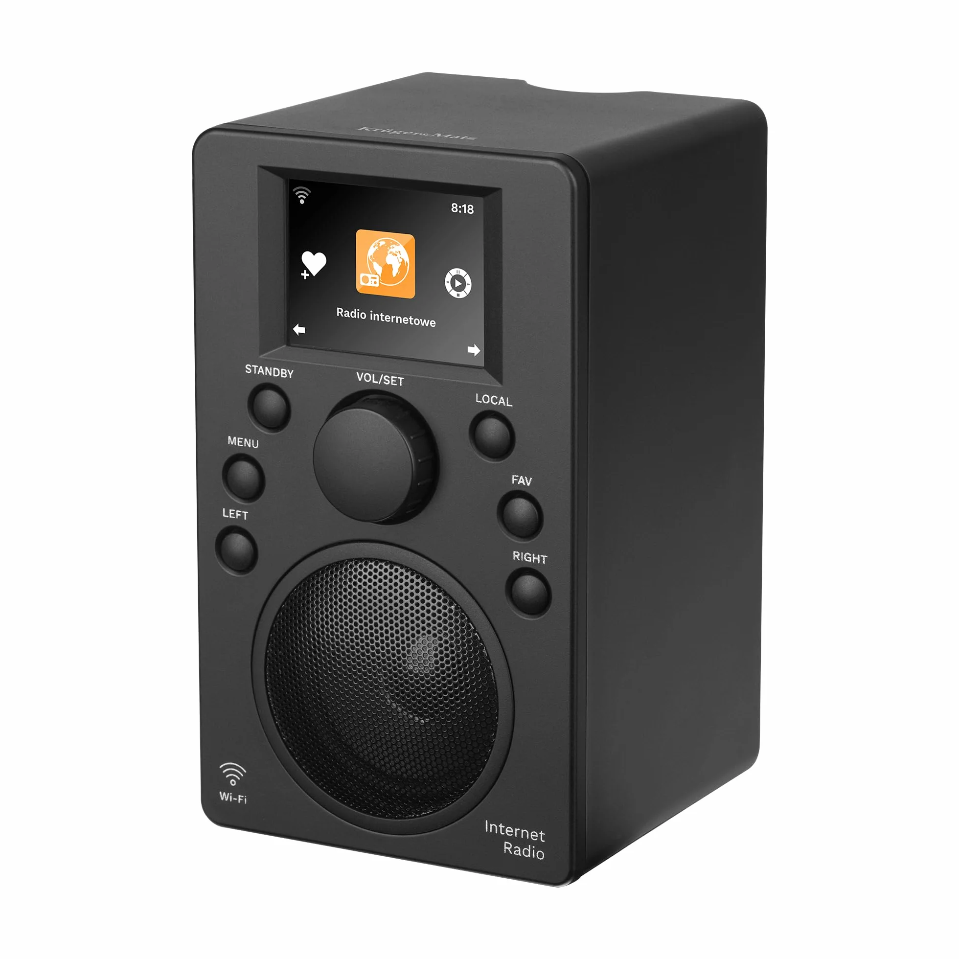 Krüger&Matz Radio Internetowe Bluetooth 5.0 Wyświetlacz 2,4" Wi-Fi Budzik KM0818.1