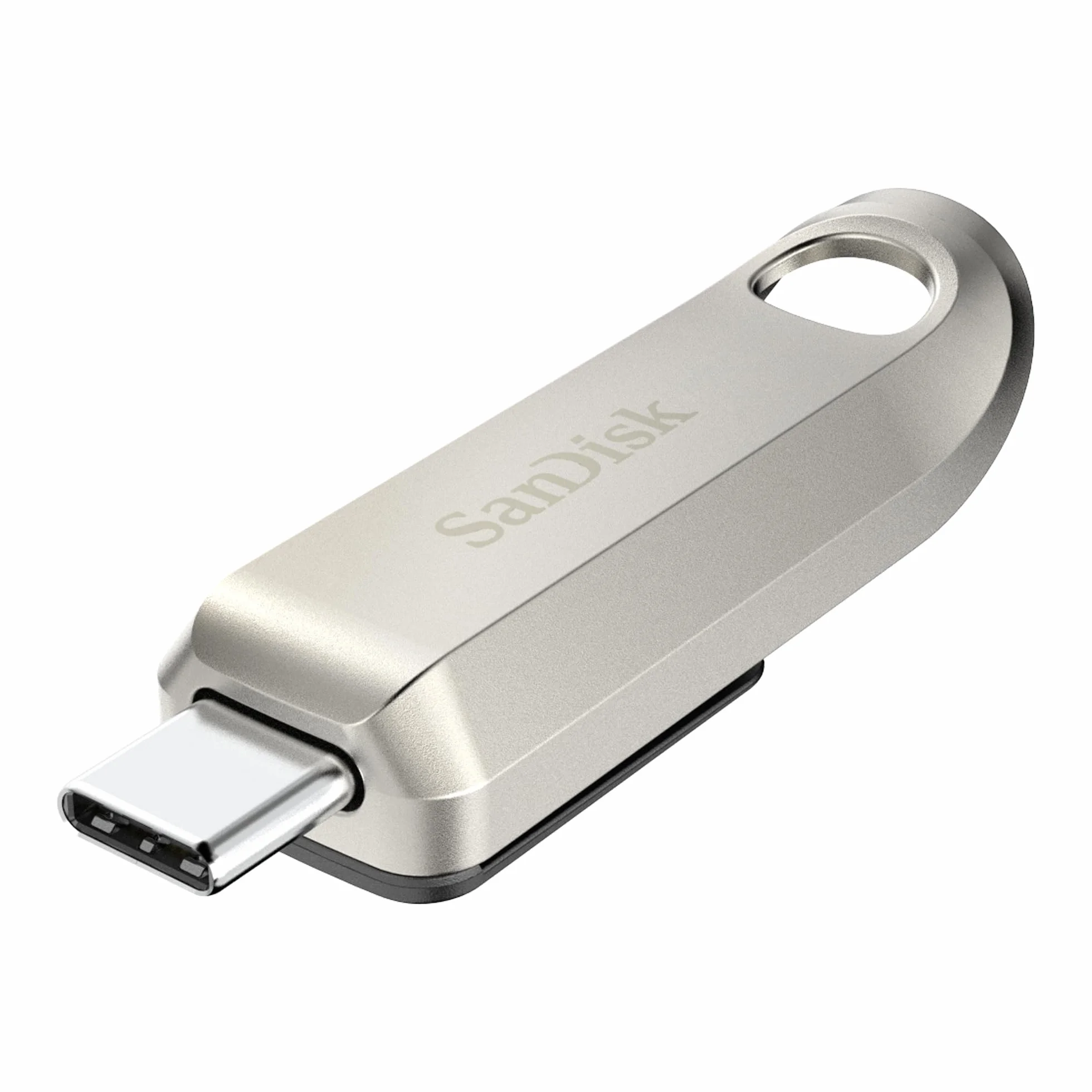 SanDisk 512 GB Ultra luksusowy dysk flash USB typu C, prędkość odczytu do 400 MB/s chowane złącze, wysokiej klasy metalowa obudowa, srebrna