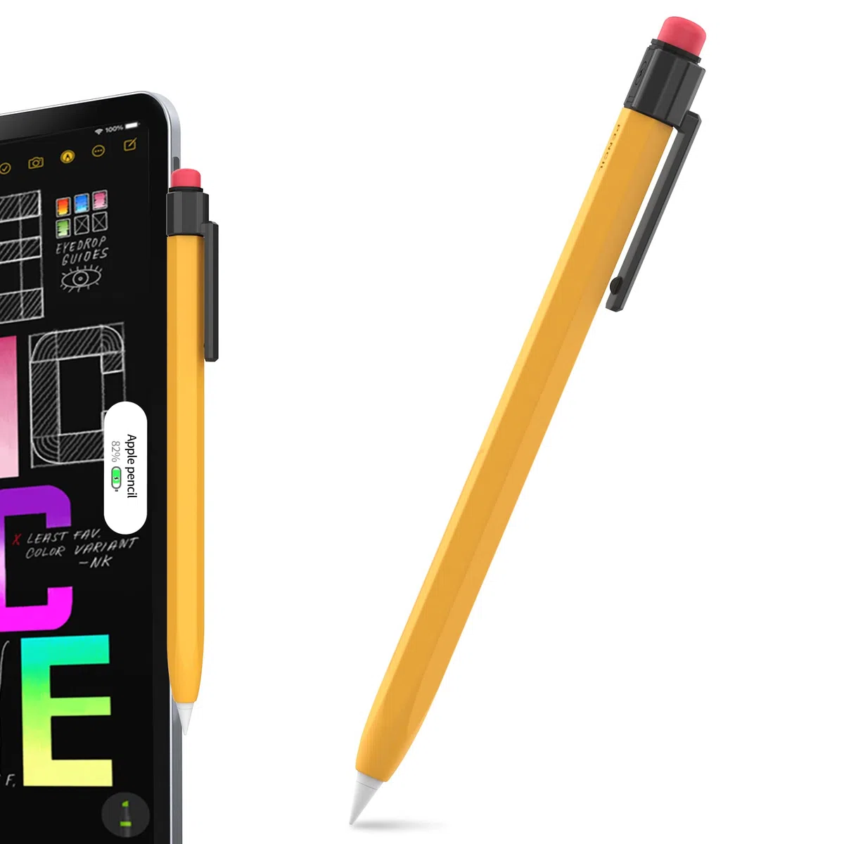 TRONWIN Klasyczne etui do Apple Pencil 2. generacji silikonowe etui Apple Pencil 2 antypoślizgowe etui ochronne kompatybilne z Apple Pencil 2. generacji (żółty)