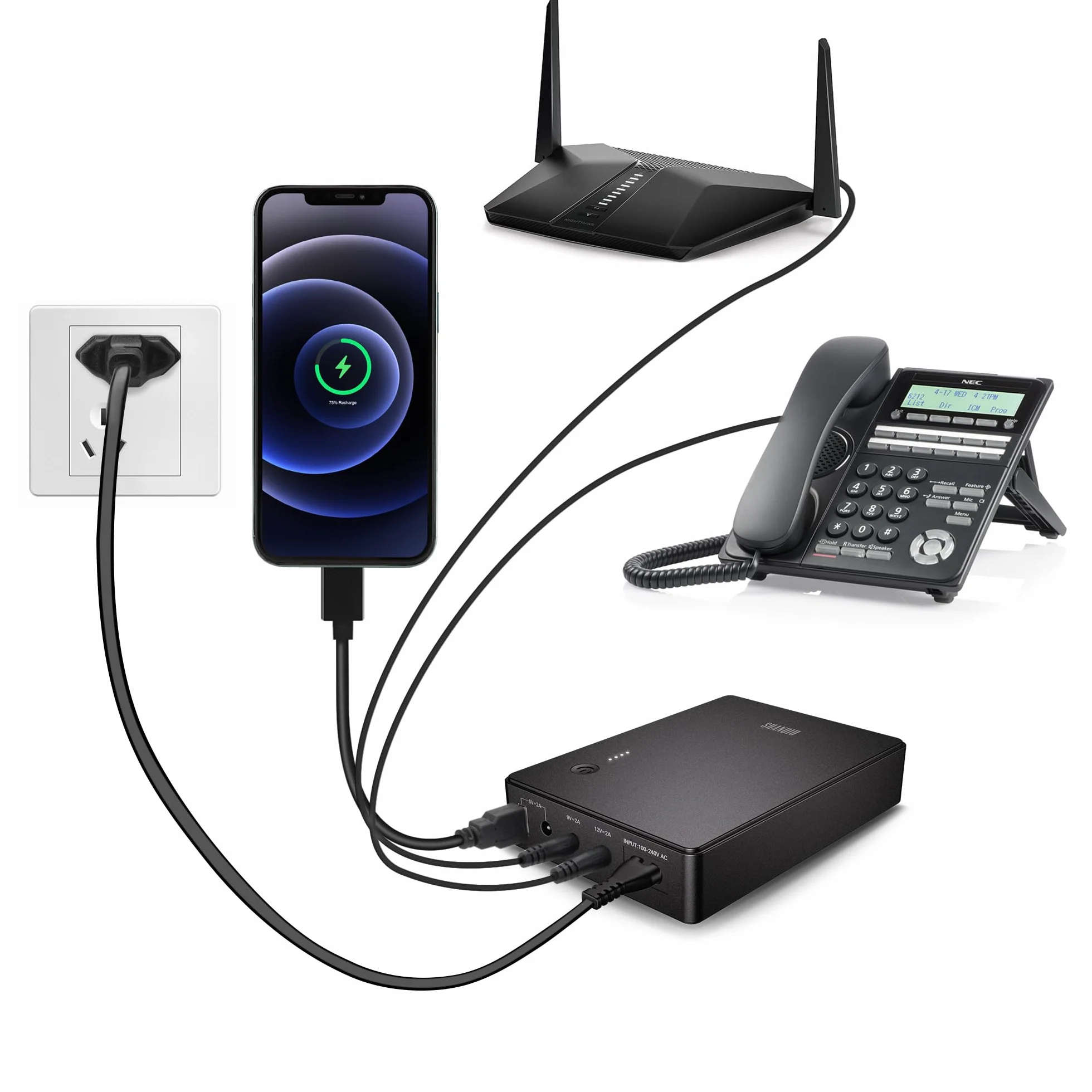 Mini UPS Nieprzerwany zasilacz UPS 37Wh AC USB 5V 9V 12V 2A dla routera modemu kamery