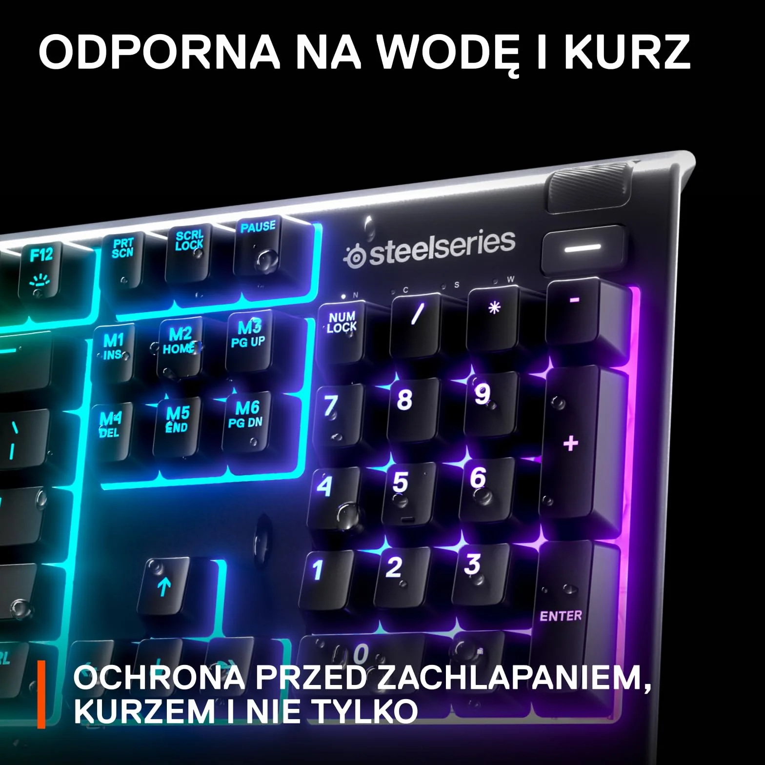 SteelSeries Apex 3 – klawiatura gamingowa – 10-strefowe oświetlenie RGB – magnetyczna podkładka pod nadgarstki premium – układ hiszpański (QWERTY)