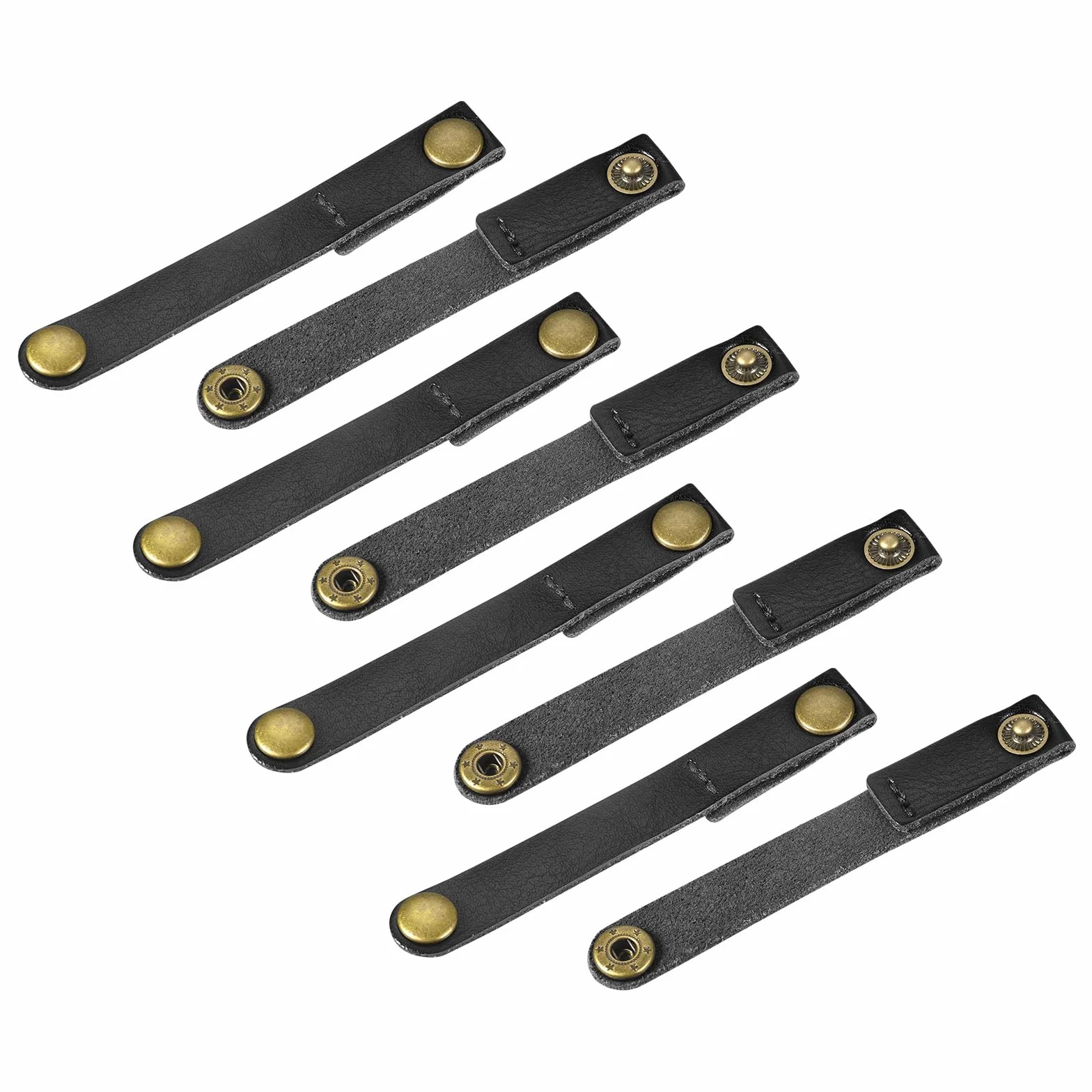 QUARKZMAN Zestaw 8 skórzanych opasek kablowych, organizerów kablowych, 90 x 12 mm, przenośne, skórzane klipsy, czarne słuchawki do zarządzania kablami, drutami