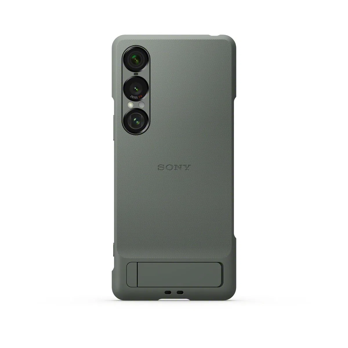 Sony Stylowa osłona z podpórką do smartfonu Xperia 1 VII | Pasek zapobiegający | Uniwersalna podpórka i nowy pasek z pierścieniem z myślą o wygodzie i lepszej ochronie, Zieleń mchu