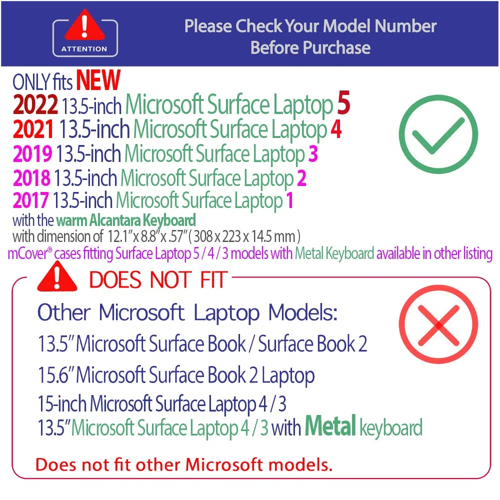 mCover Twarda obudowa kompatybilna z 13,5-calowym laptopem Microsoft Surface 1/2/3/4 z klawiaturą materiału Alcantara (nie do metalowej klawiatury) - fioletowa