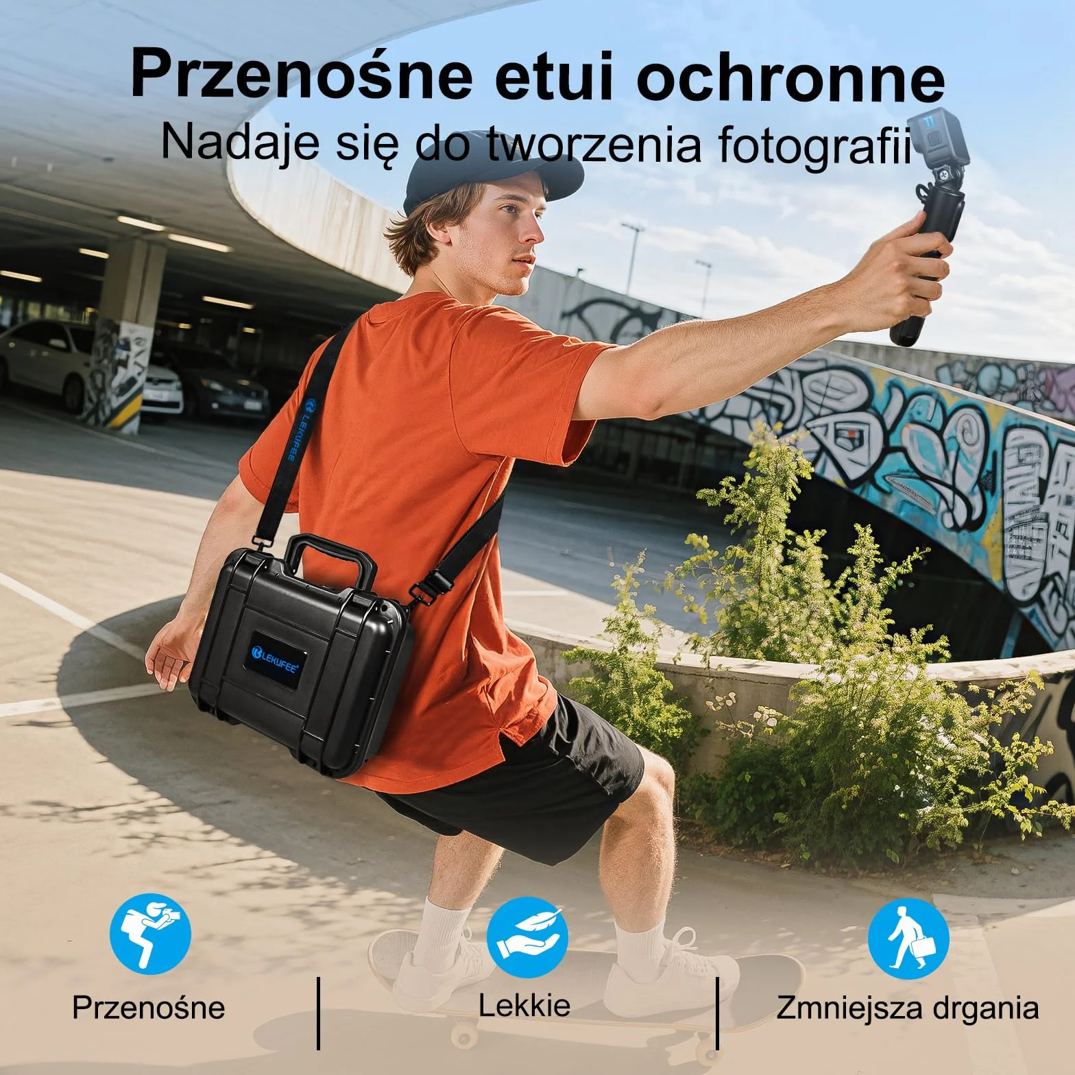 Lekufee Wodoodporna walizka do kamery GoPro Hero 13/12/11/10/9/8, LIT Hero,Hero 4K,Media Mod/Volta/Creator Edition/Action Camera oraz innych akcesoriów (Tylko etui)