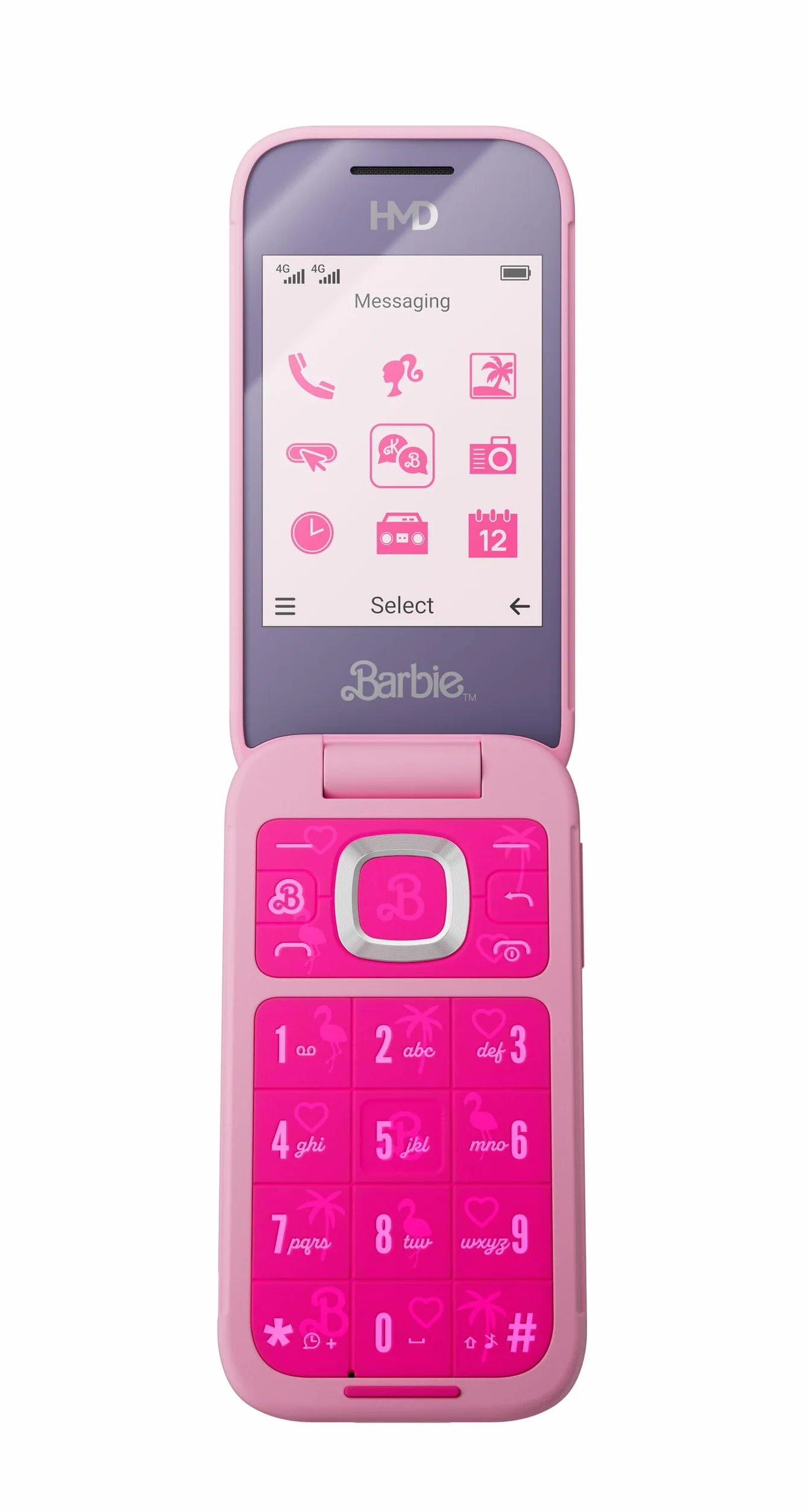 HMD Barbie Telefon z klapką kompatybilny z Barbie (ekran 2,8", aparat 0,3 MP, 64/128 MB, 1450 mAh, 4G) Power Pink