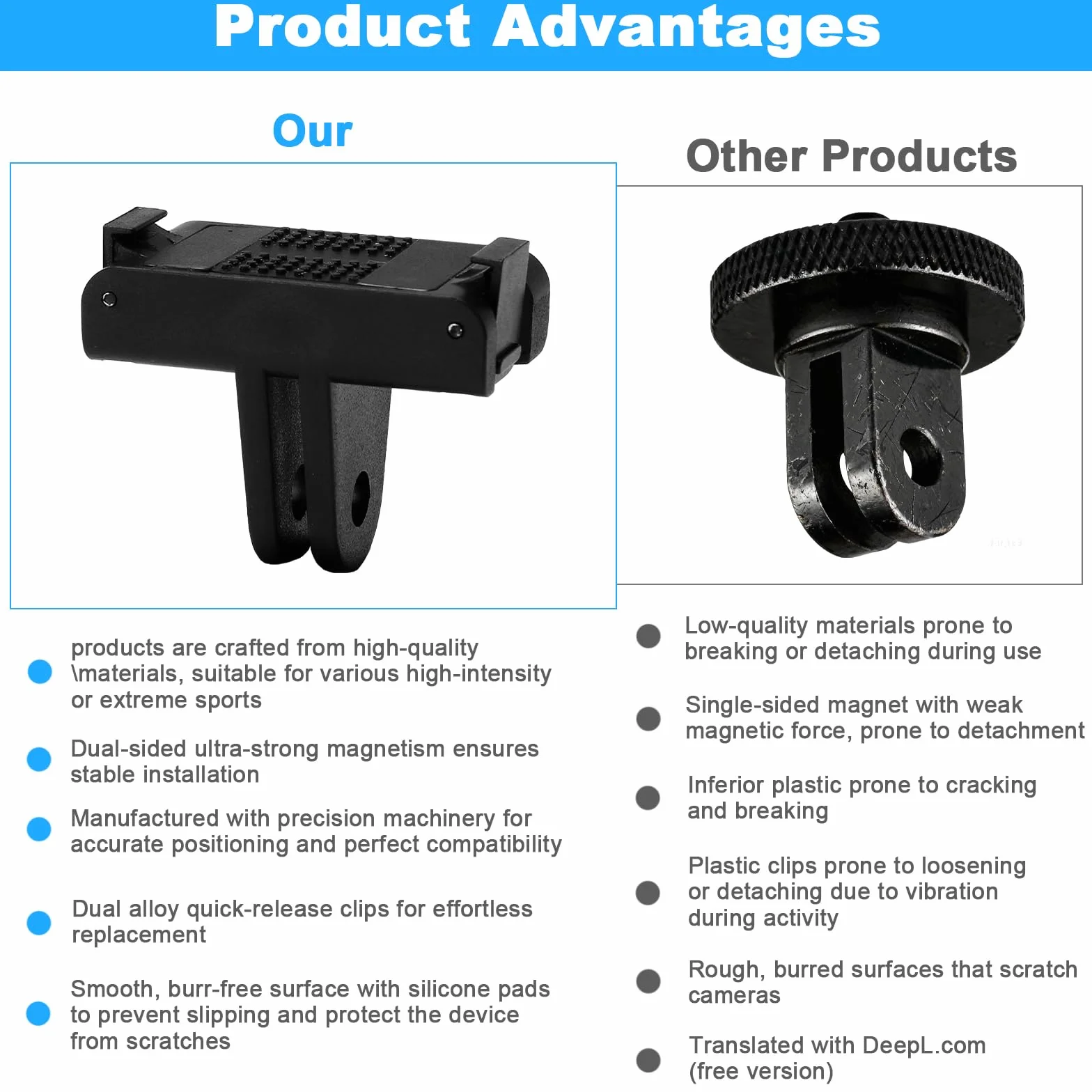 2 x magnetyczny uchwyt adaptera do DJI Osmo Action 3/4/5 Pro Osmo360, podwójna stabilność, magnetyczny uchwyt do szybkiej wymiany, adapter magnetyczny z dwoma pazurami, akcesoria DJI