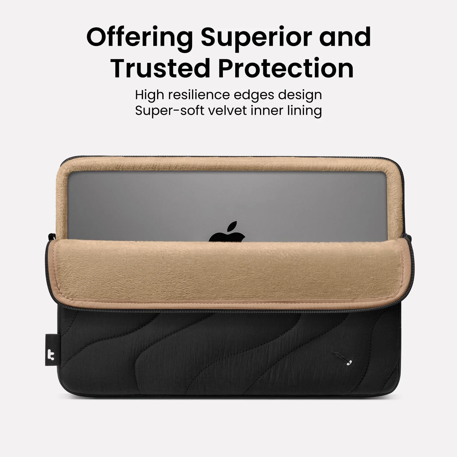 tomtoc Etui pokrowiec na laptopa do 13-calowego MacBooka Air 2024-2018 M3/A3113 M2/A2681 M1/A2337, 13-calowego MacBooka Pro M2/M1, zestaw pokrowca na laptopa Puffy Sleeve z torbą na akcesoria, Czarny