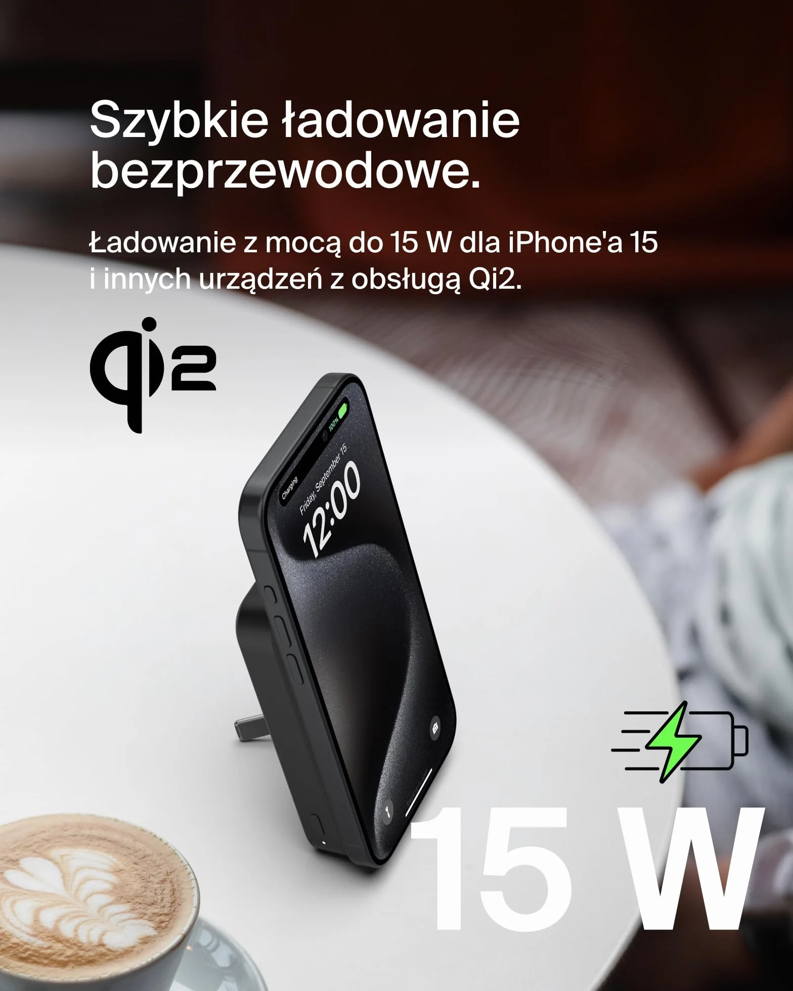 Belkin Bezprzewodowy powerbank BoostCharge Pro 8000 mAh z Qi2, ładowarka zgodna z MagSafe + rozkładana podstawka – do telefonów iPhone 16, 16 Plus, 16 Pro, 16 Pro Max, iPhone 15 i innych – czarny, 8K