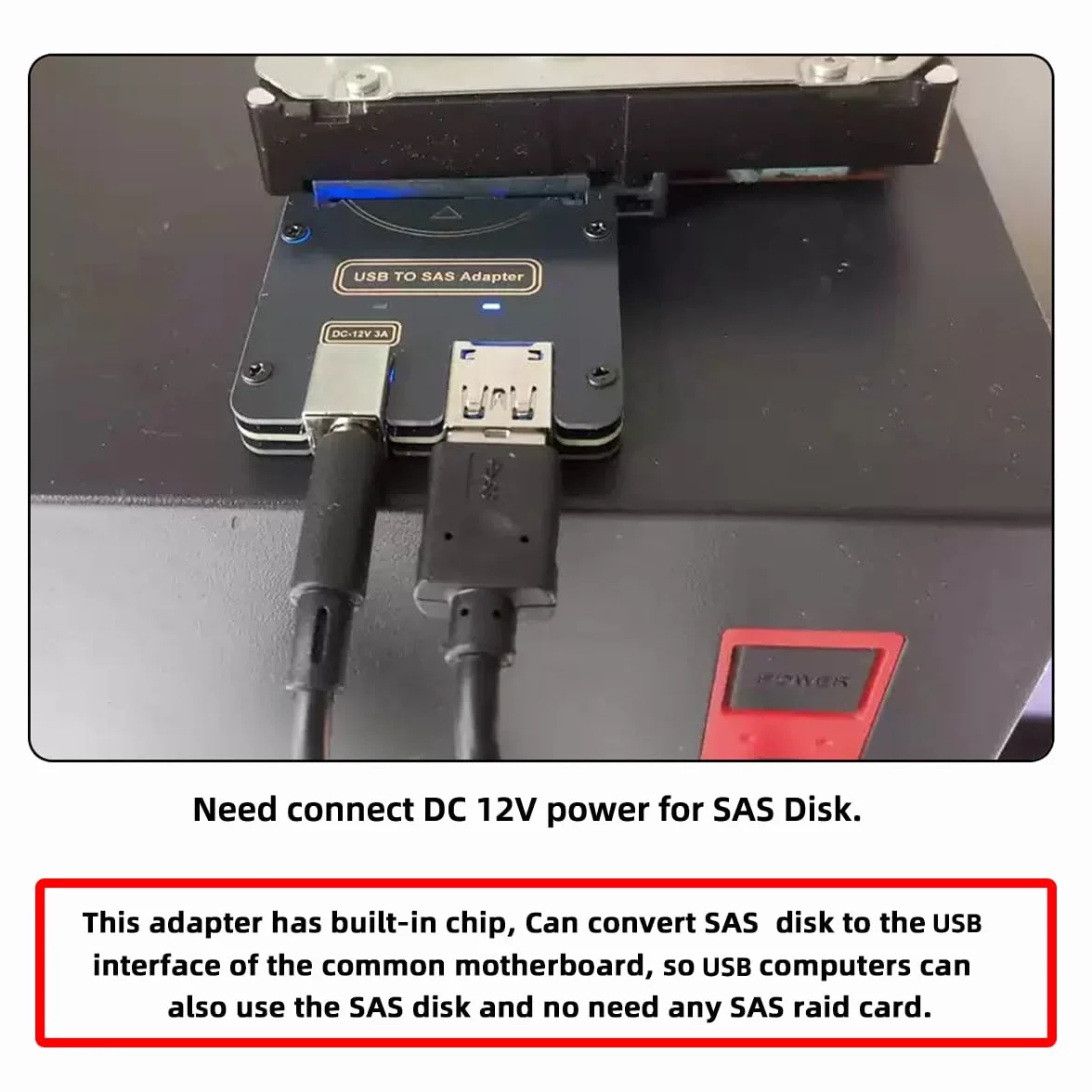 Adapter SAS SFF-8482 na USB 3.0 5 Gb/s 29-pinowy
