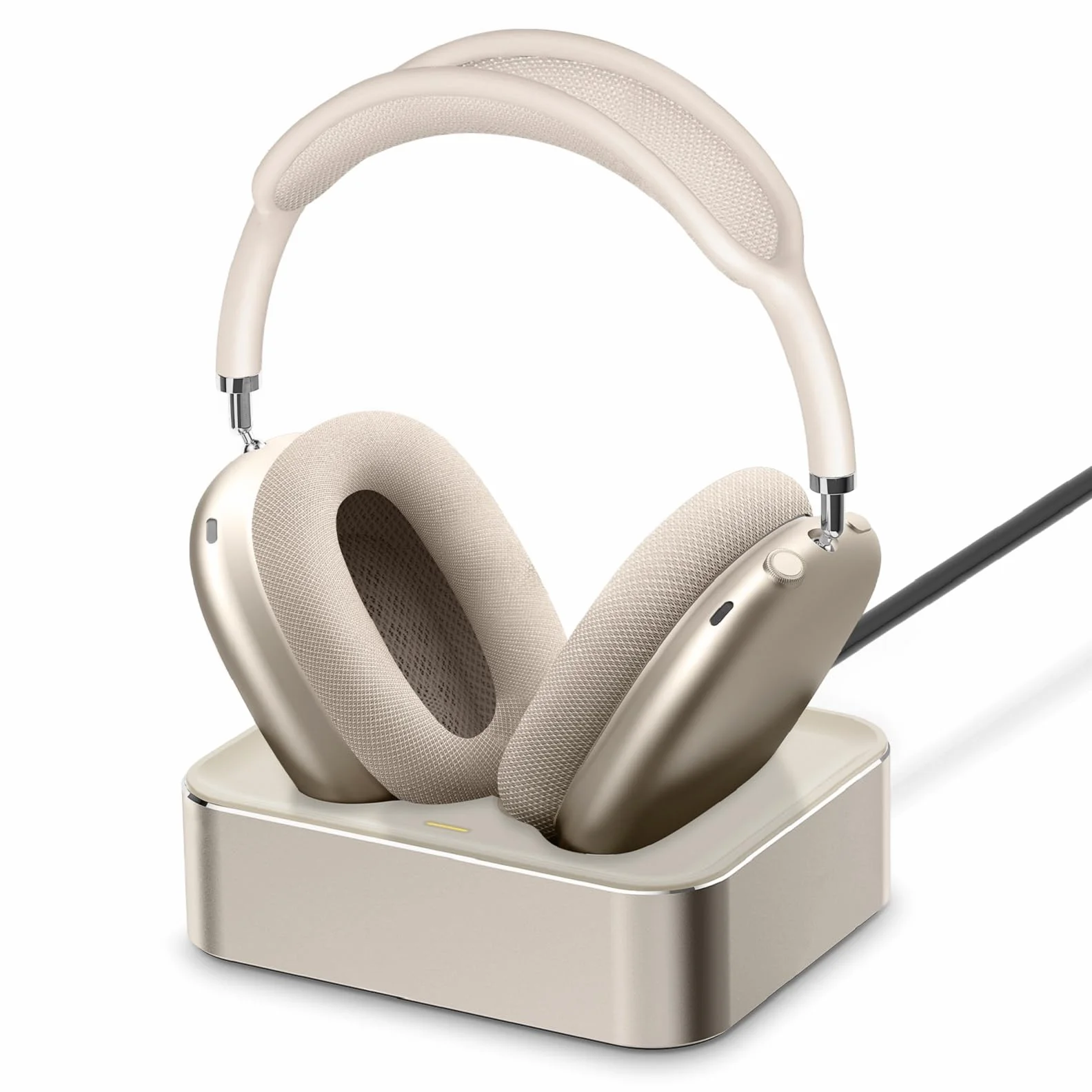 Stacja ładująca do słuchawek dla AirPods Max 2024 & 2020 - magnetyczna stacja dokująca do słuchawek z podwójnymi złączami Lightning i Type-C (Starlight)