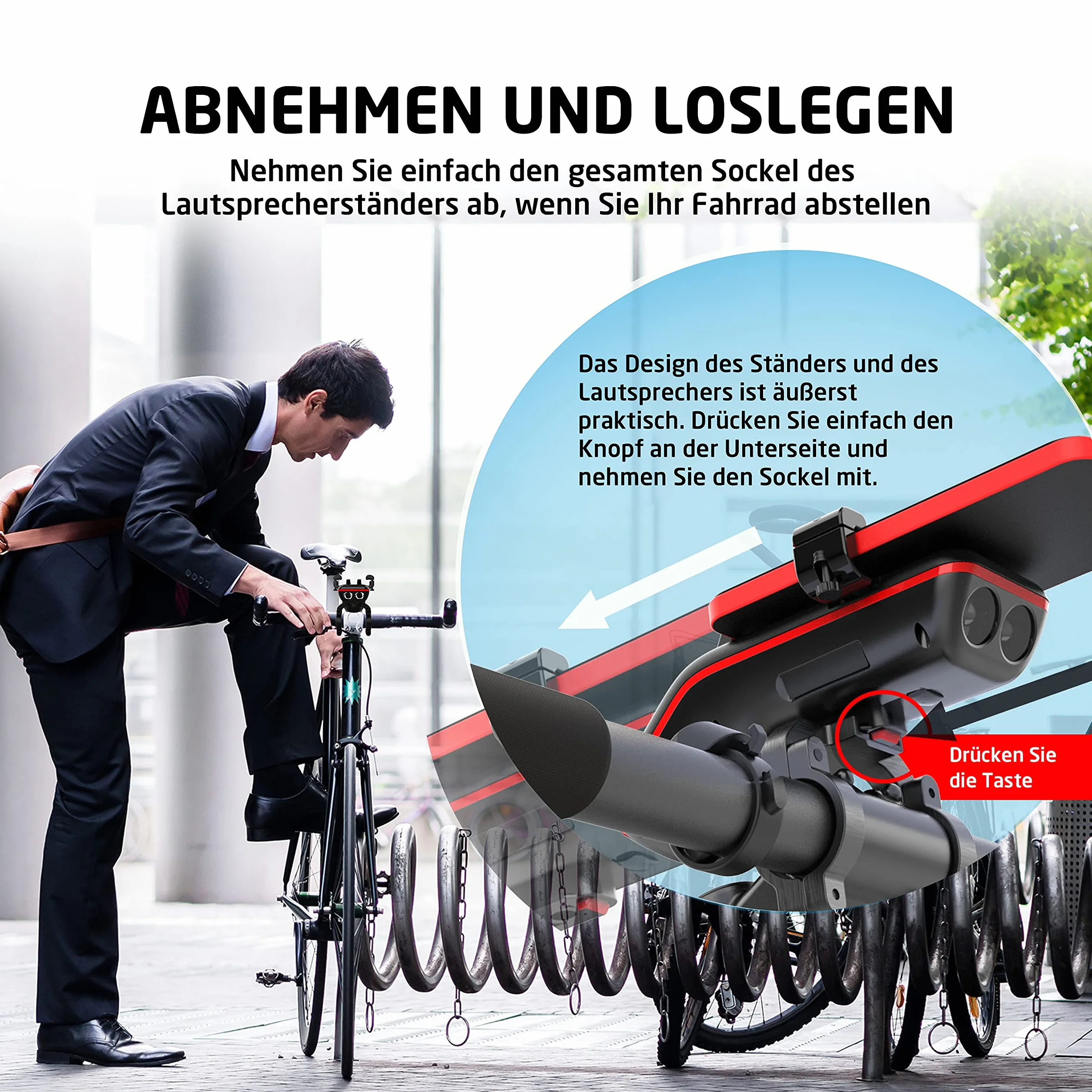 UPPEL Uchwyt rowerowy na telefon komórkowy z głośnikiem Bluetooth, powerbank 5000 mAh, dzwonek, mikrofon – wielofunkcyjny tryb TF/SD/AUX, do ekstremalnych i rekreacyjnych sportów rowerowych, rowerów