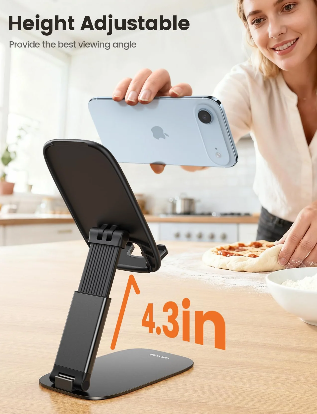 Lamicall Stojak na telefon, Regulowany uchwyt na telefon na stół - [1,5cm Super Cienki] Składany stojak na telefon, uchwyt na telefon na biurko, Przenośny uchwyt na telefon do iPhone 17 16 15 14