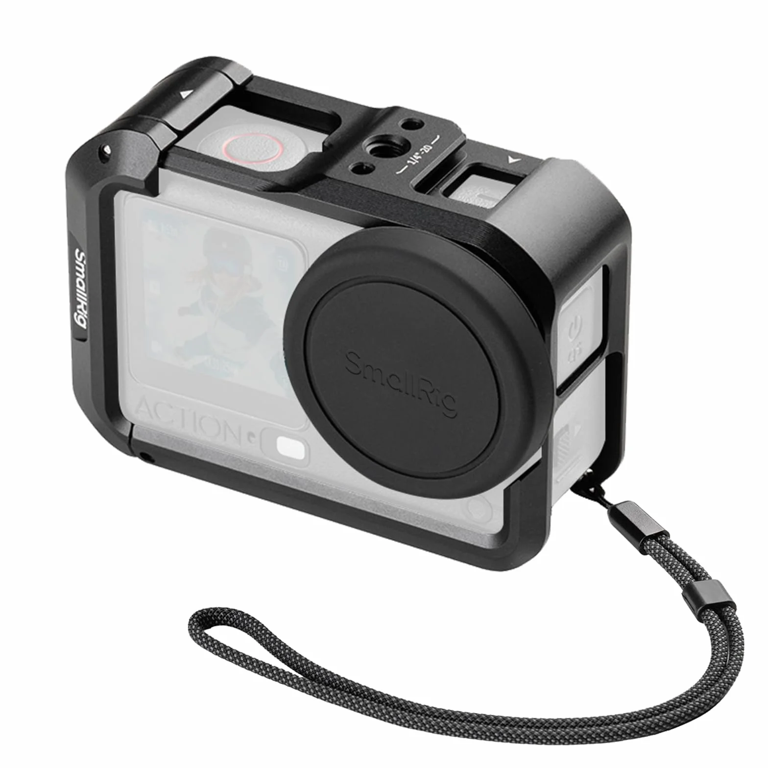 SMALLRIG Klatka do DJI Osmo Action 6 (Advanced Edition), aluminiowa klatka na kamerę z zimną stopką, paskiem na nadgarstek, osłoną obiektywu, ramką ochronną z otworami montażowymi 1/4"-20-5887