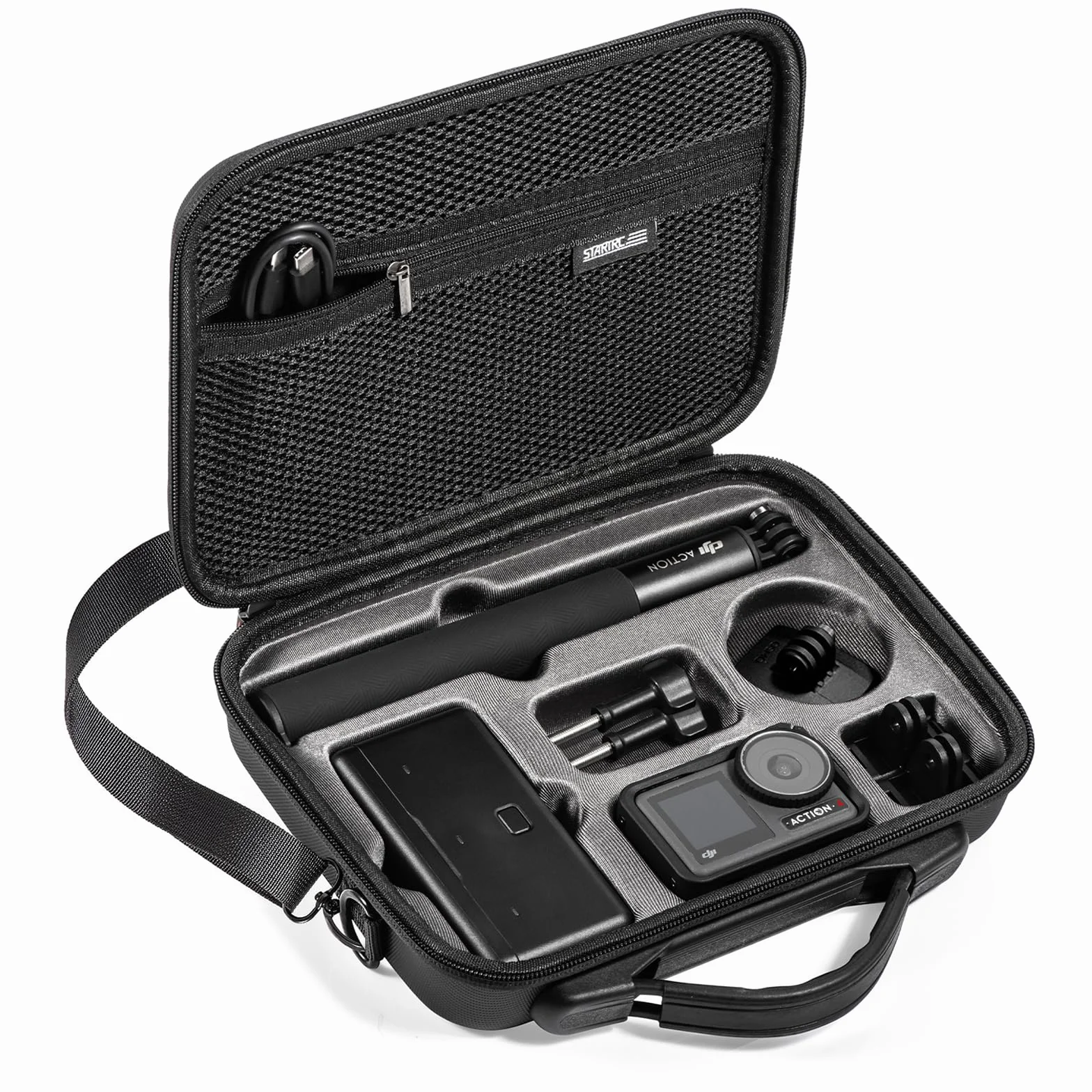 Osmo Action 5 torba na aparat sportowy, skóra PU, przenośna torba na ramię, walizka podróżna do DJI OSMO Action 5/Action 4/Action 3 akcesoria do kamery sportowej, czarny, torba na ramię