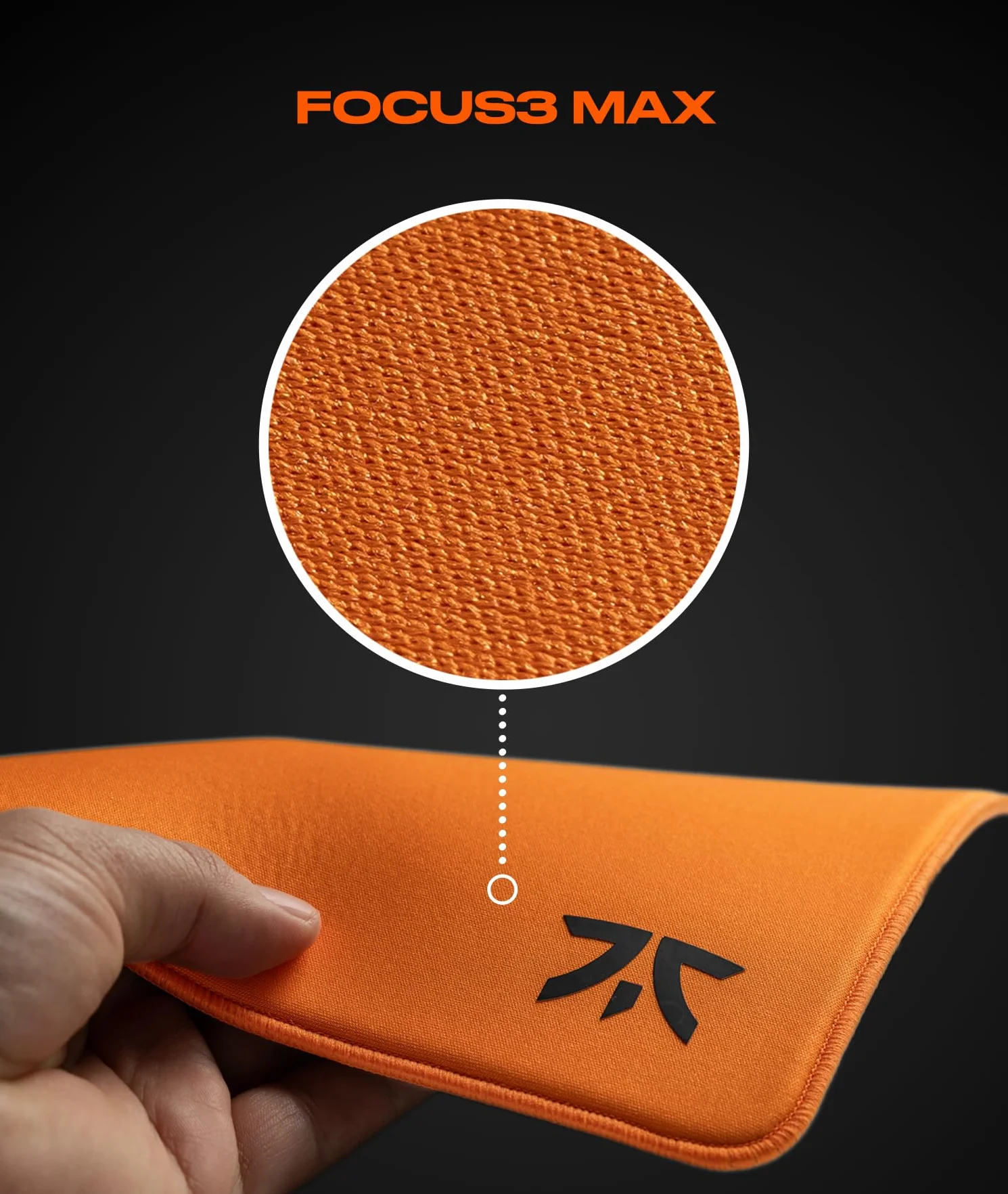 Fnatic MAX Focus 3 L Pro Gaming Mouse Mat 480 x 400 x 6 mm Sunrise Orange Smooth Cloth Control Surface Water Resistant Non-Slip Poron Foam Base
