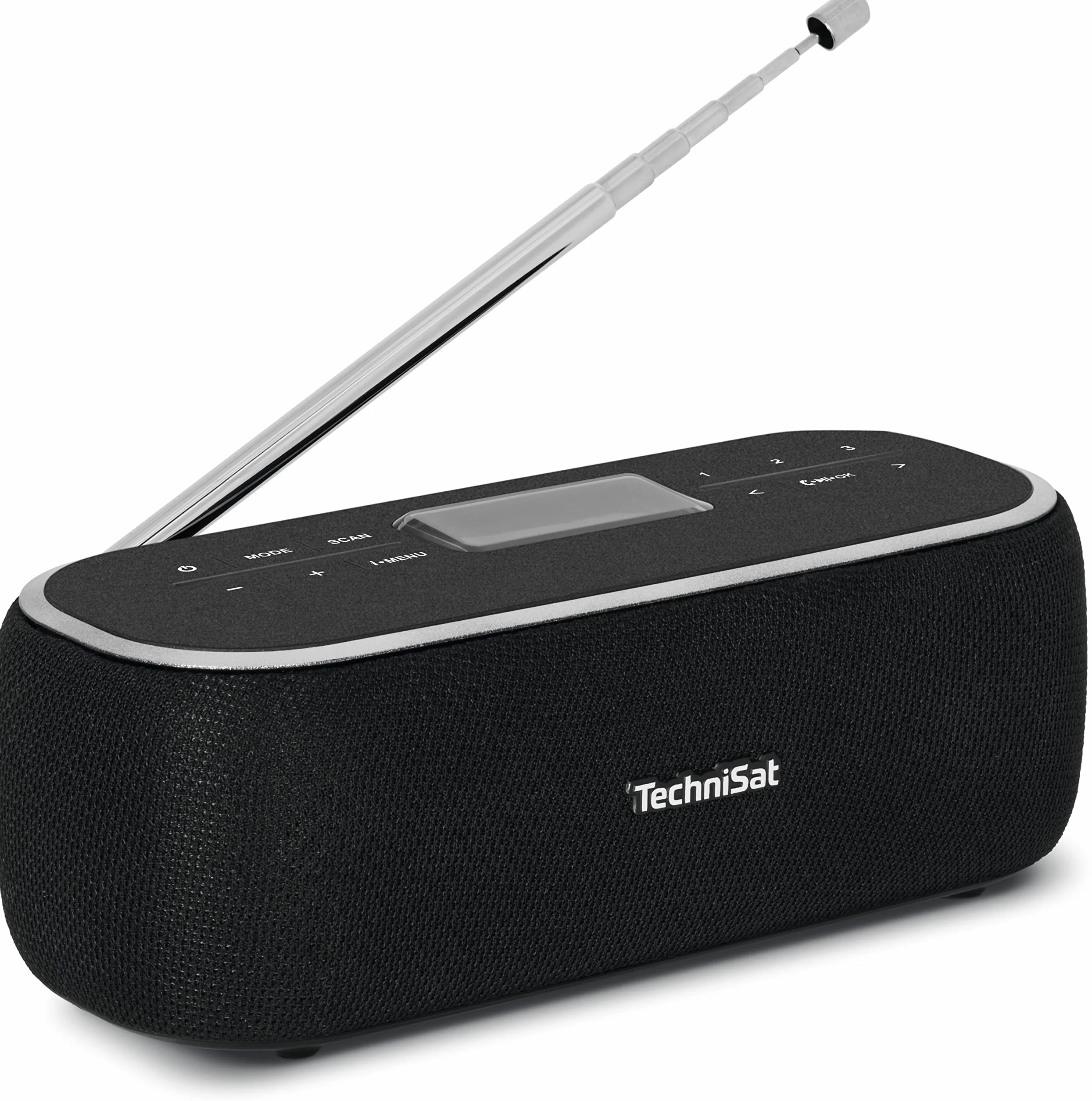 TechniSat DIGITRADIO BT 1 Przenośny głośnik Bluetooth z radiem cyfrowym DAB+ (UKF, zegar, budzik, zapis ulubionych stacji, tryb głośnomówiący, AUX-in, przyciski wyboru, akumulator, 6 W), czarny