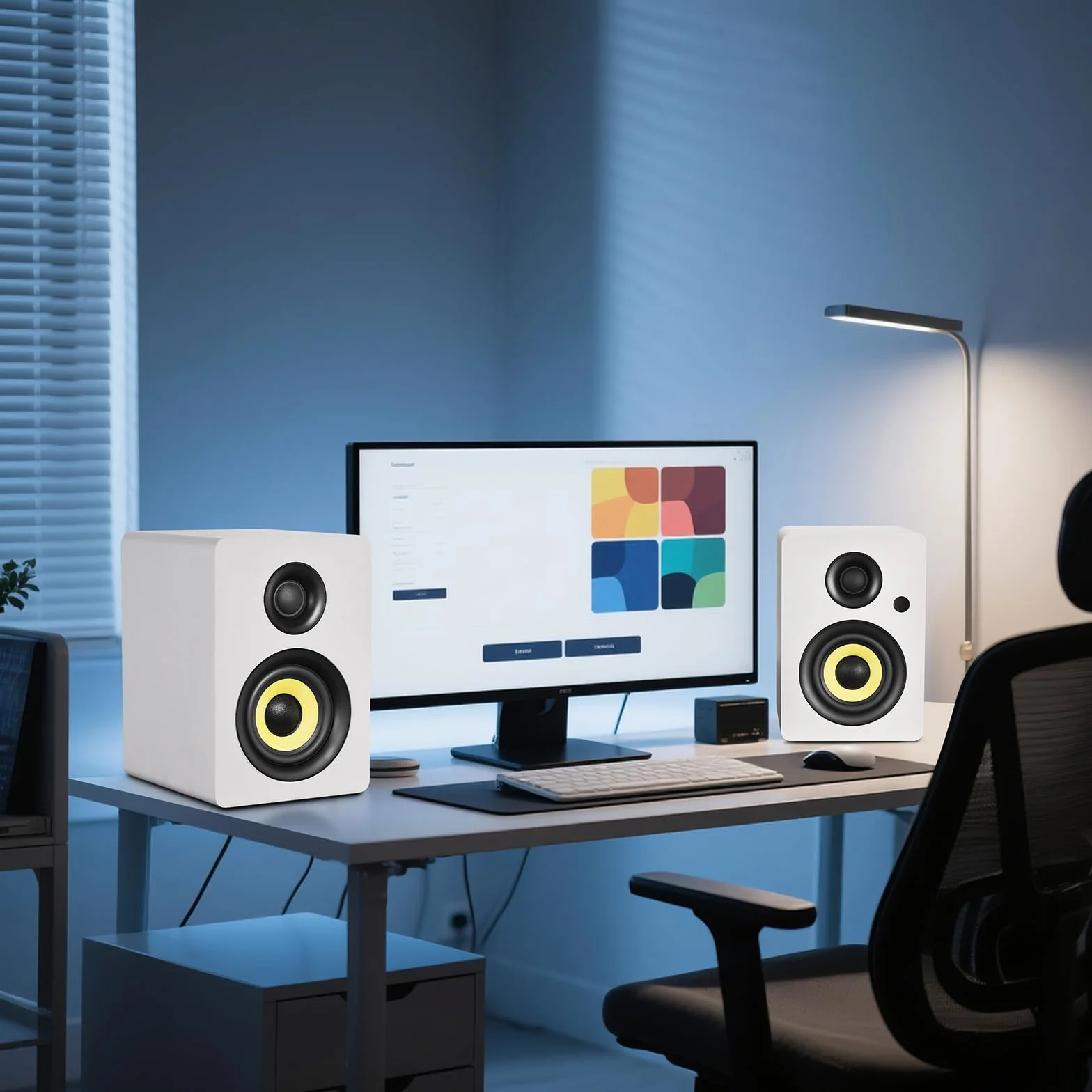 Sanyun SW206 80W głośniki półkowe monitor HiFi 4" przetwornik BT 5.4 DAC 24bit białe