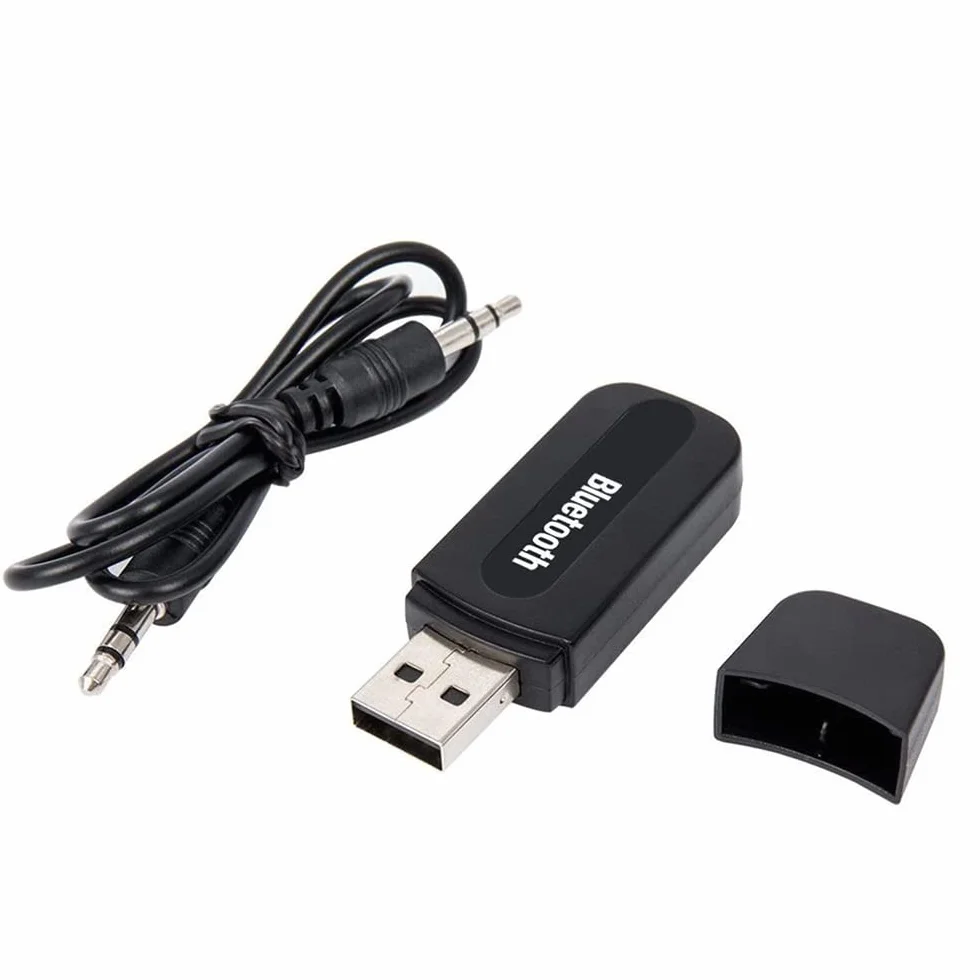 Retoo Adapter Bluetooth USB z kablem samochodowym AUX 3,5 mm i mikrofonem jako zestaw głośnomówiący do samochodu, bezprzewodowy odbiornik, kompatybilny z systemem Android, iOS, Home stereo, radio
