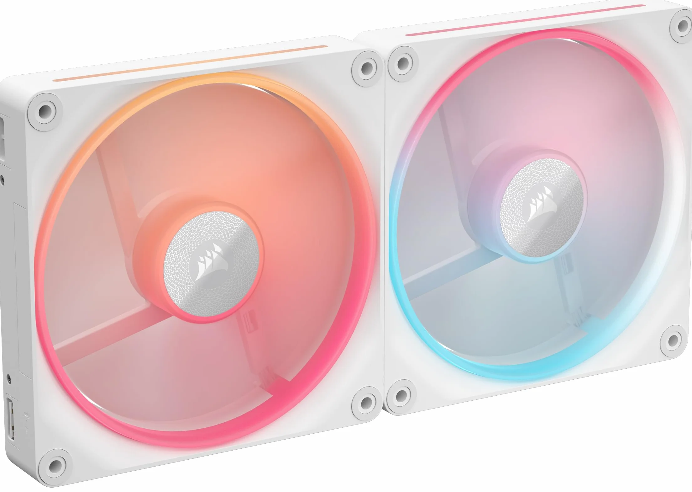 CORSAIR iCUE LINK LX140-R RGB 140mm PWM Wentylator Zestaw Startowy Odwrócony Przepływ Biały
