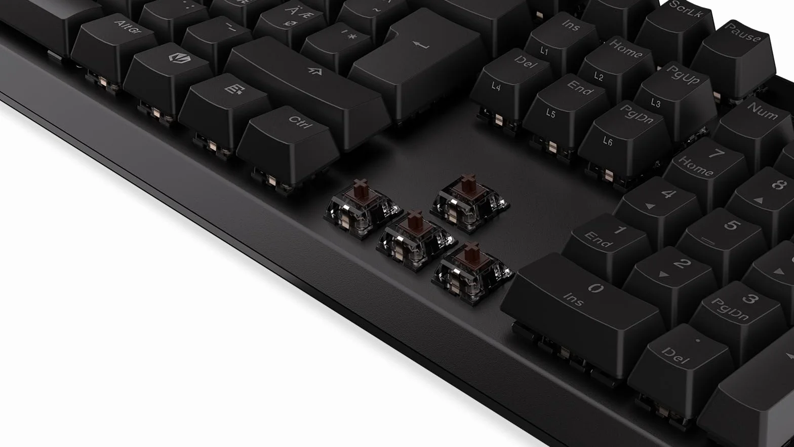 ENDORFY Thock NO Brown, przełącznik taktyczny Kailh Brown z klawiaturą mechaniczną, układ nordycki, nasadki klawiszy PBT, pokrętło kontroli głośności | EY5B009, czarny