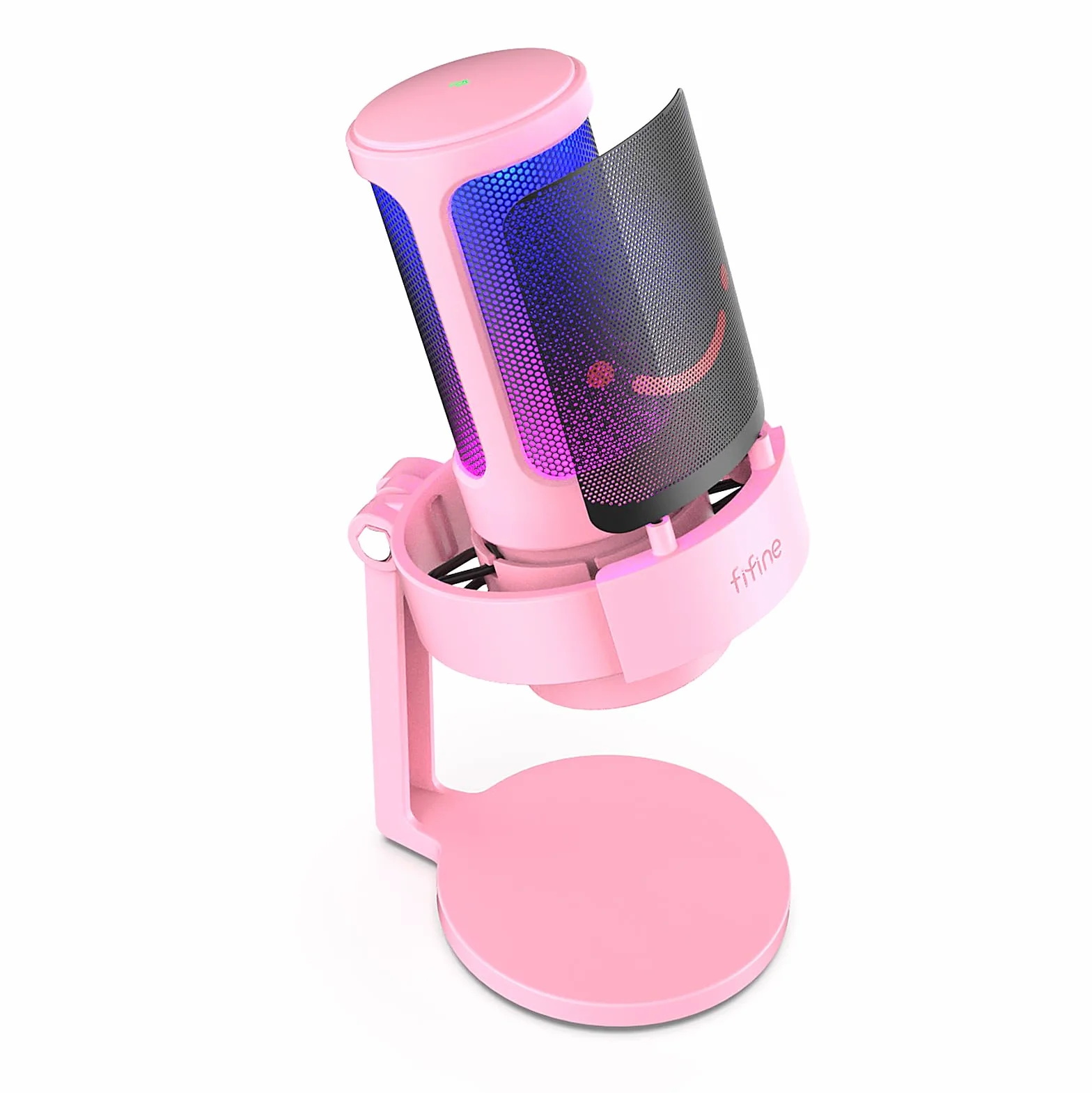 FIFINE Mikrofon USB do komputera, mikrofon gamingowy do streamingu podcastów, mikrofon USB C do PS4, PS5 MAC, ze sterowaniem RGB, wyciszeniem, przyłączem słuchawkowym, filtrem pop