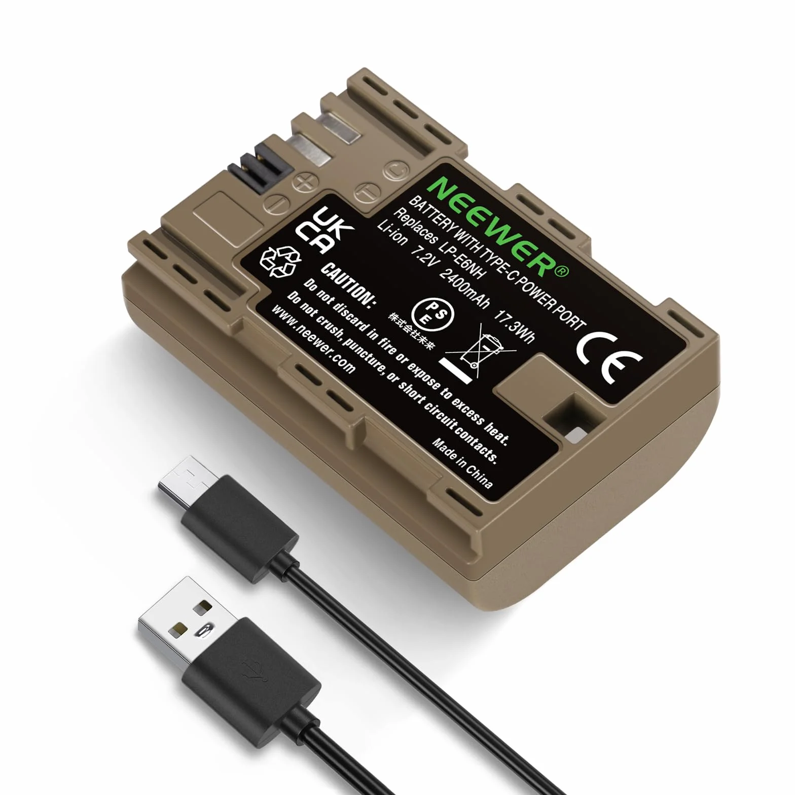 NEEWER LP-E6NH LP-E6N LP-E6 Akumulator do kamery z kablem USB typu C, kompatybilny z Canon EOS R5 R6 R7 5D II III IV 6D 7D 60D 70D 80D 90D