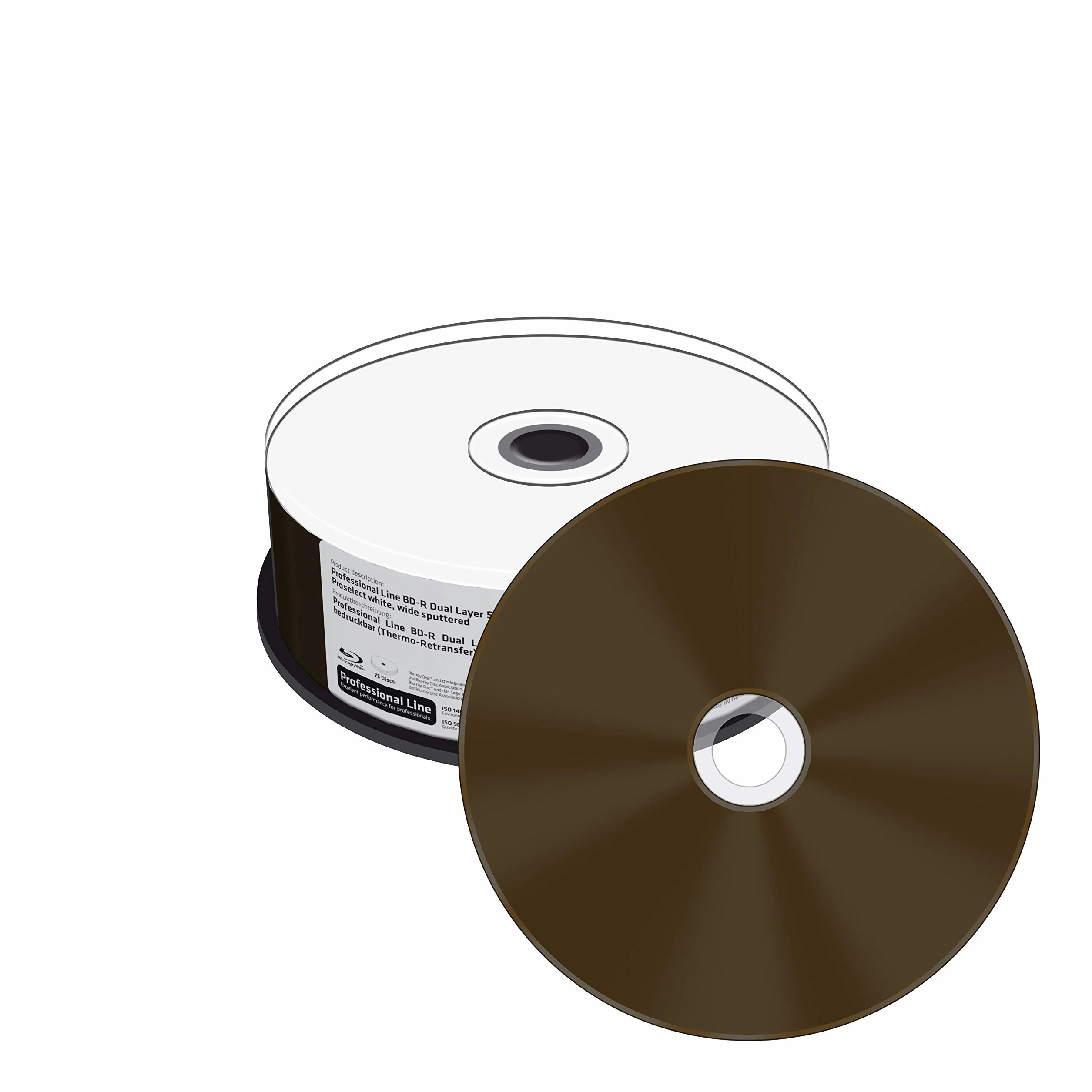 Professional Line BD-R Dual Layer 50GB 6x Speed, Thermo Retransfer Fullsurface Printable, Proselect white, Wide Sputtered, Cake 25