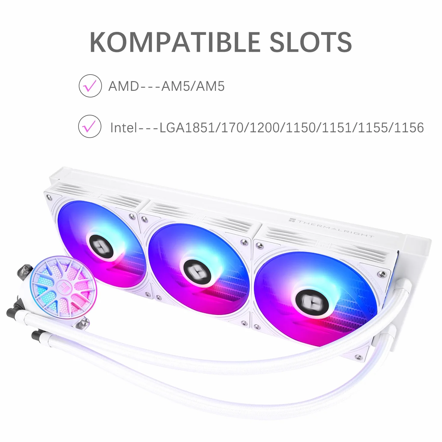 TR-Thermalright AQUA ELITE 360 V6 ARGB White, chłodzenie cieczą CPU, 360 mm AIO, 3 wentylatory PWM ARGB, dla AMD AM4/AM5, Intel LGA1851/1700/115x/1200 (białe)