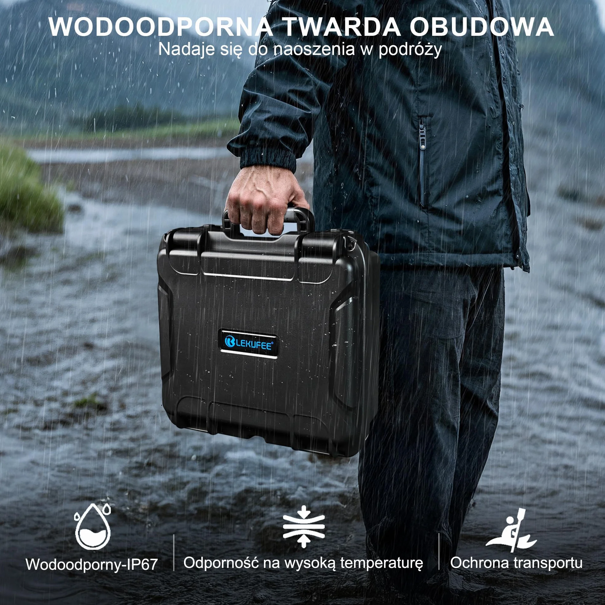 Lekufee wodoodporna twarda torba na DJI RS 4 Mini, Combo, stabilizator gimbala, DJI Mic 3/Mic Mini/Mic 2 i inne akcesoria (tylko torba)