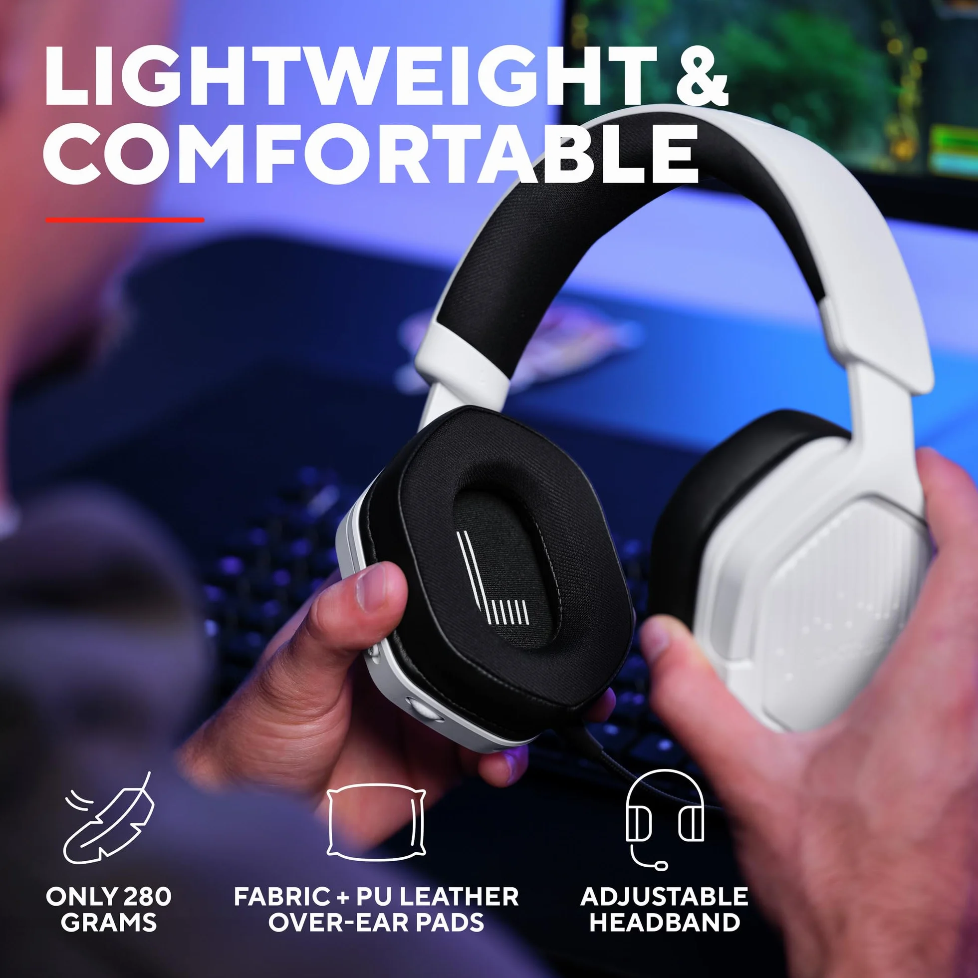 Trust GXT 1493W Ravox Bezprzewodowe Słuchawki Gamingowe Bluetooth 2.4 GHz PS5 PS4 Switch PC 50mm 70h Biały