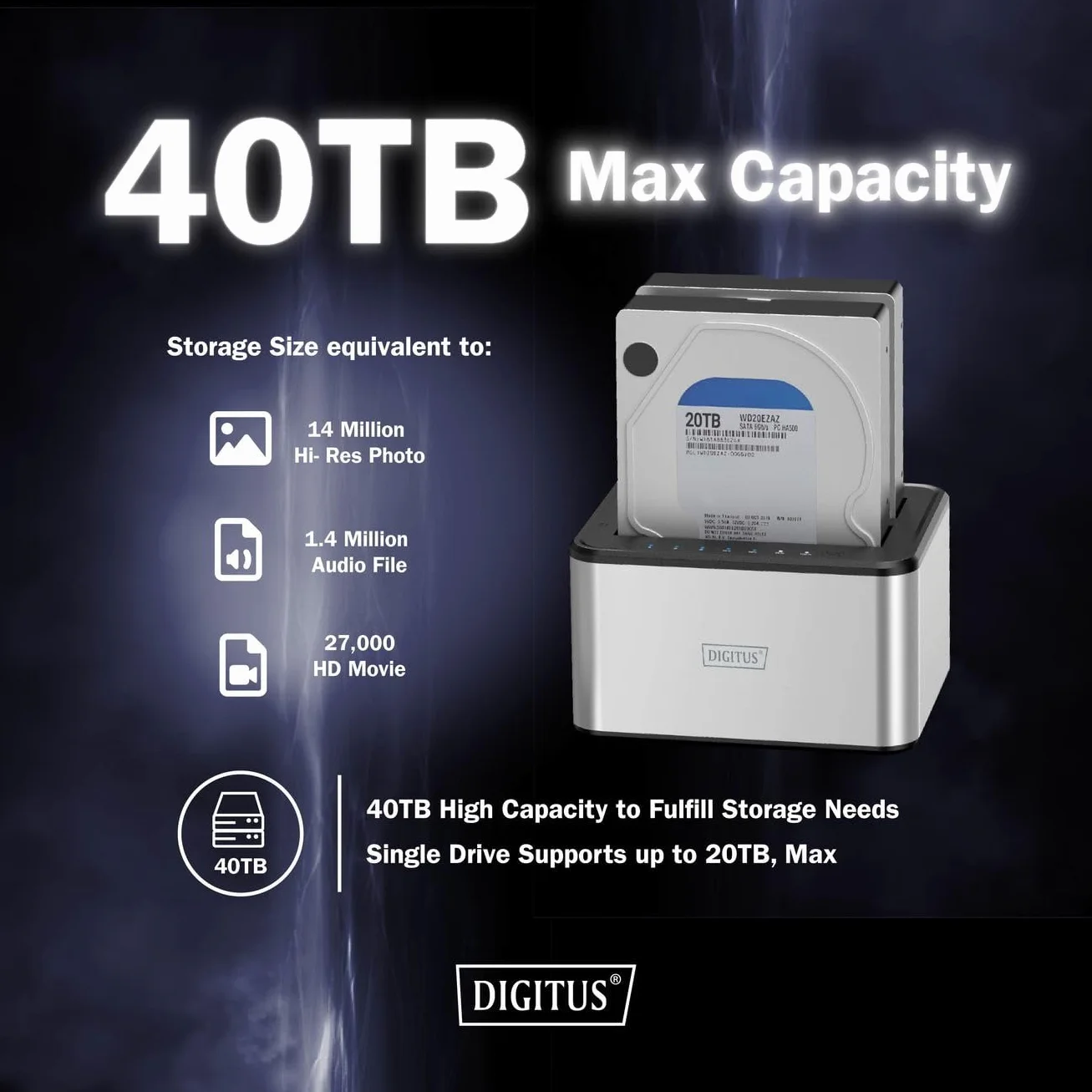 DIGITUS DA-71540-2 - Stacja dokująca z dwoma dyskami twardymi SATA - USB 3.0 - dla dysków SSD i twardych 2,5„/3,5” - SATA 3 - z funkcją klonowania - Plug & Play - Szary