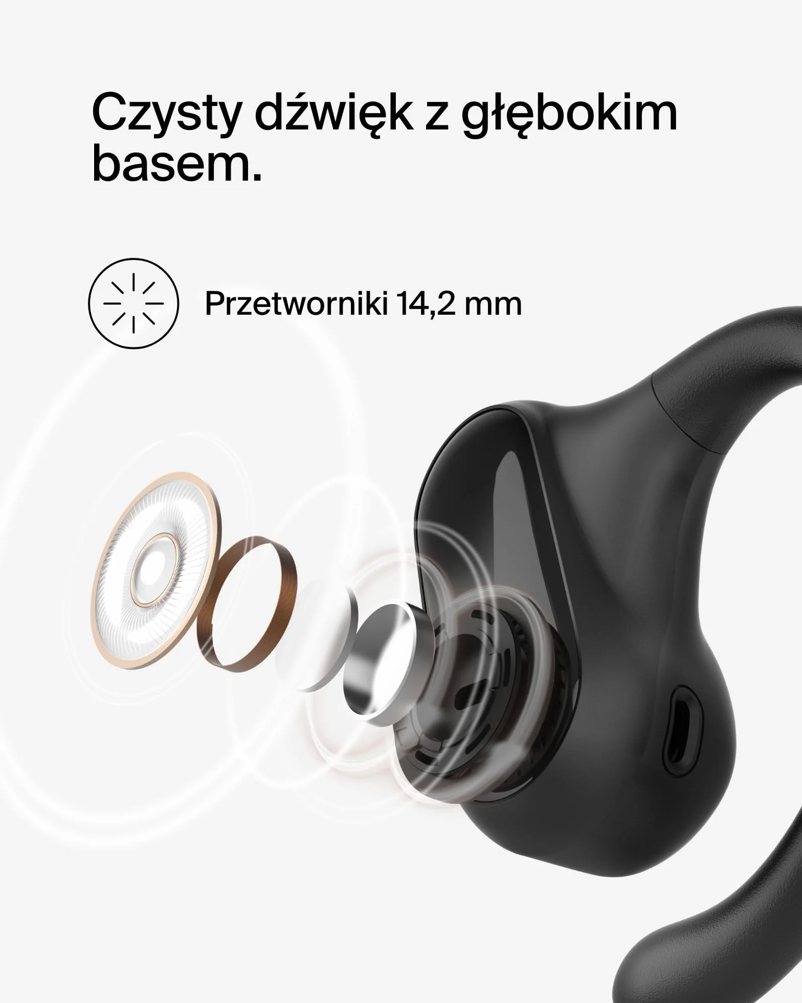 Belkin SoundForm ClearFit Bezprzewodowe Słuchawki Douszne typu Open-Ear, wodoodporne (IPX5) słuchawki bezprzewodowe sportowe Bluetooth, do jazdy na rowerze, wycieczek w góry, biegania – czarne