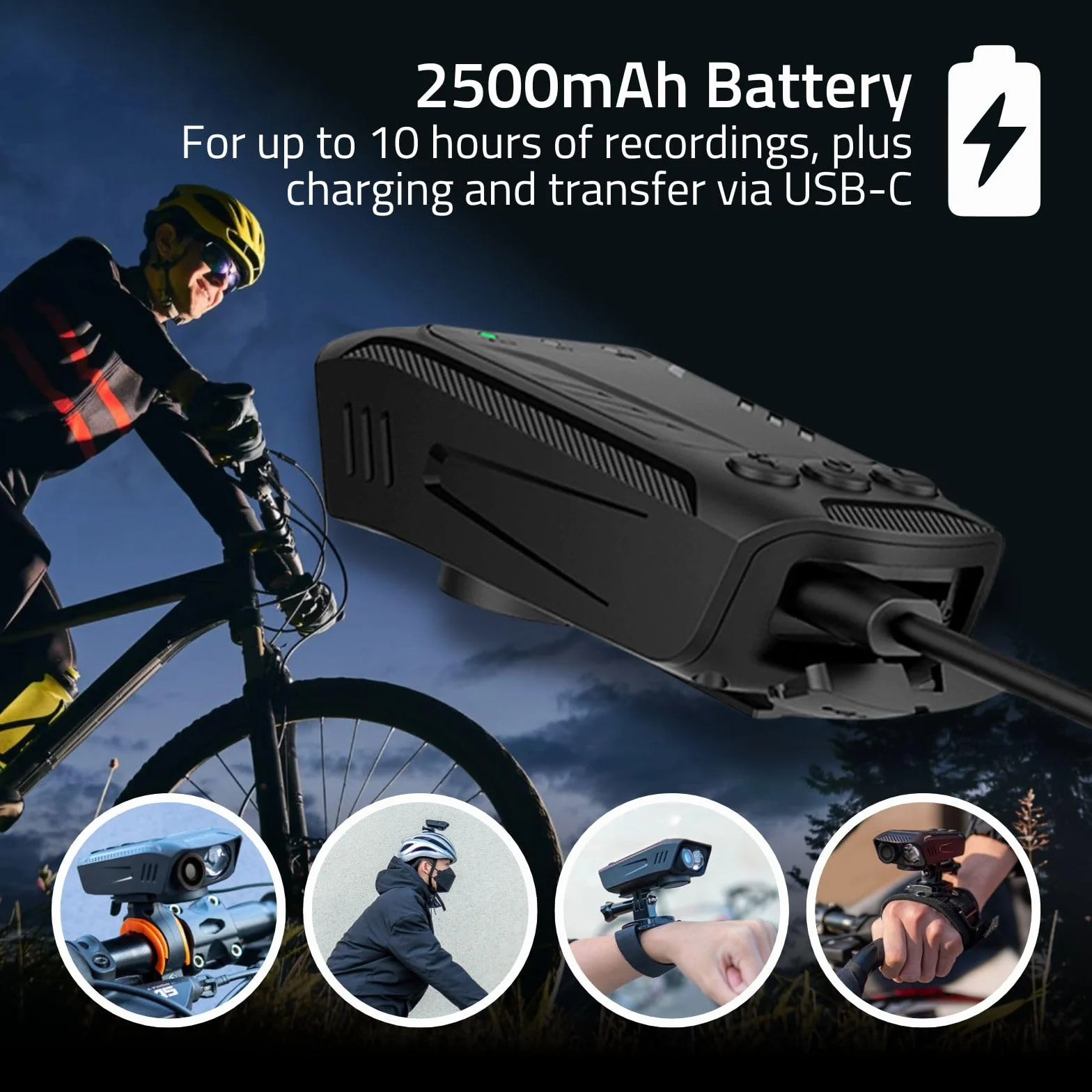 Nedis Kamera rowerowa 1080p 30fps 2 MPixel 600 min 70° czarny