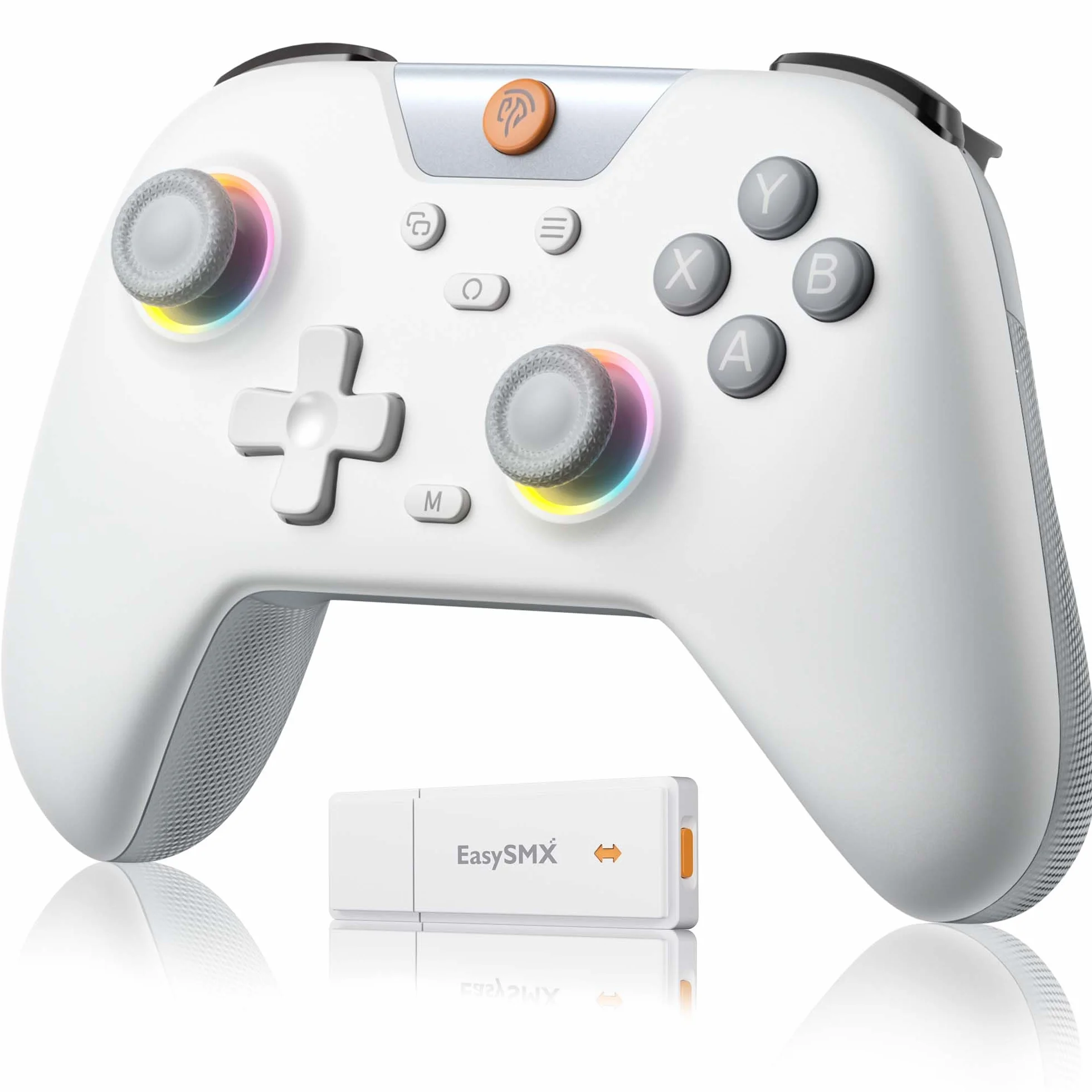 EasySMX X05 Bezprzewodowe kontrolery do komputera z RGB/wibracjami, joystickiem halowym, kontrolerem Bluetooth PC dla graczy/przełączników/telefonów komórkowych/Android/iOS/Android TV Box, 750 mAh