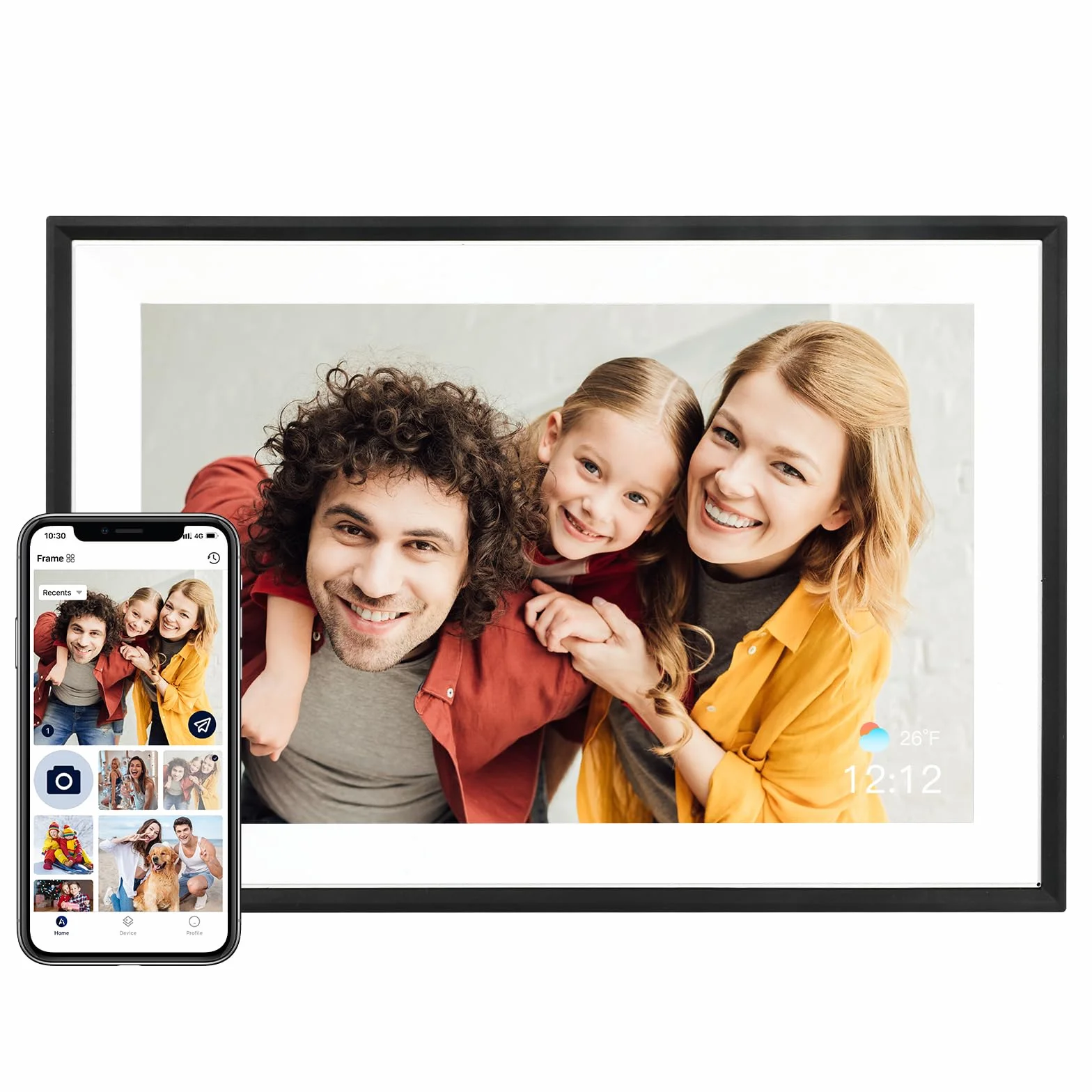 AEEZO 32 GB WiFi cyfrowa ramka na zdjęcia 10,1 cala, automatyczne obracanie, udostępnianie zdjęć i wideo natychmiast (biała)