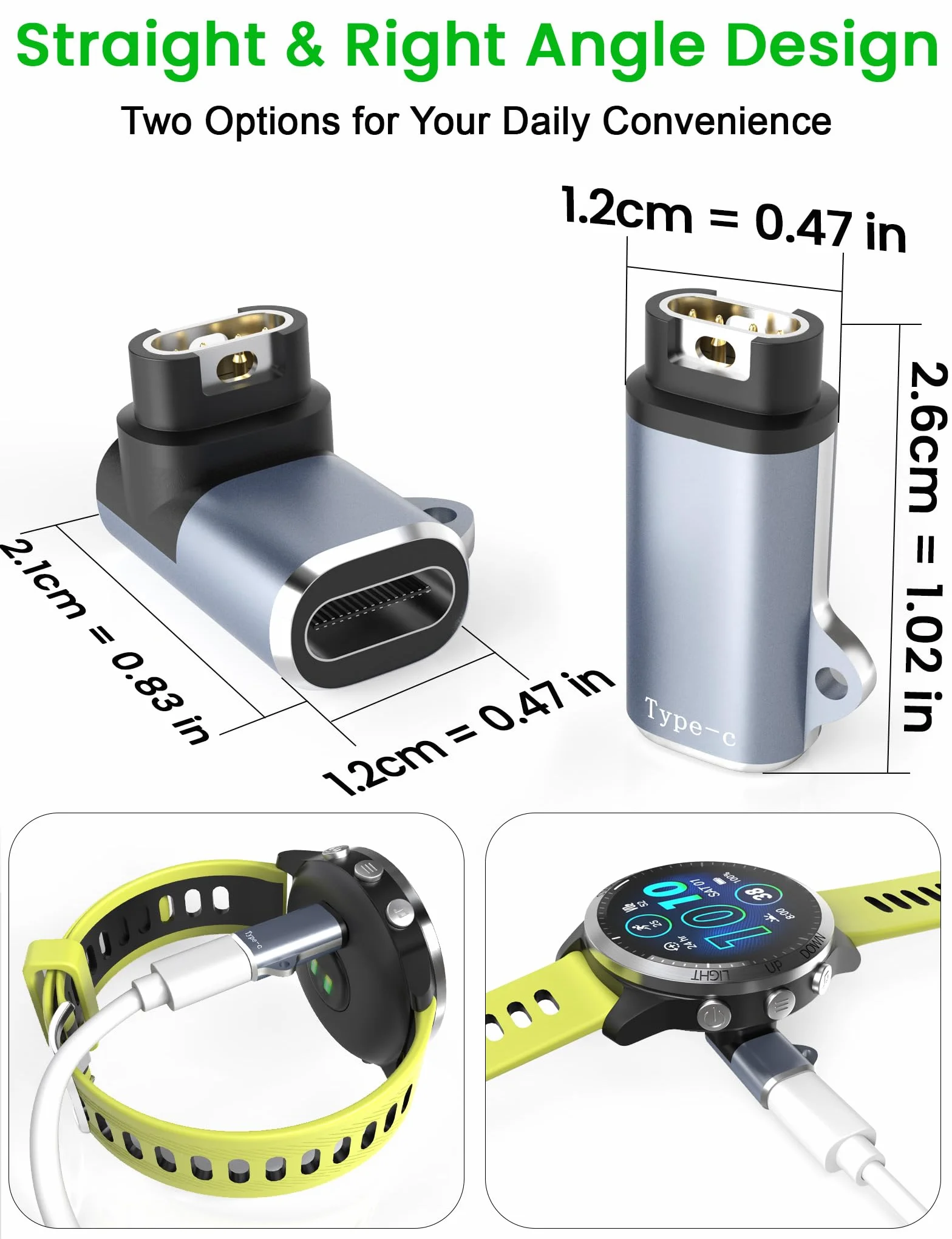 Sinoacc Ładowarka do zegarka Garmin kompatybilna z zegarkiem Vivoactive 6, 5, 4, 3, Fenix 8 Pro, E, 7, 6, 5, Forerunner 55, 165, 245, 255, 955, 965, 970, Venu, Sq, 2, 3S, 4, D2, Epix, USB C, w