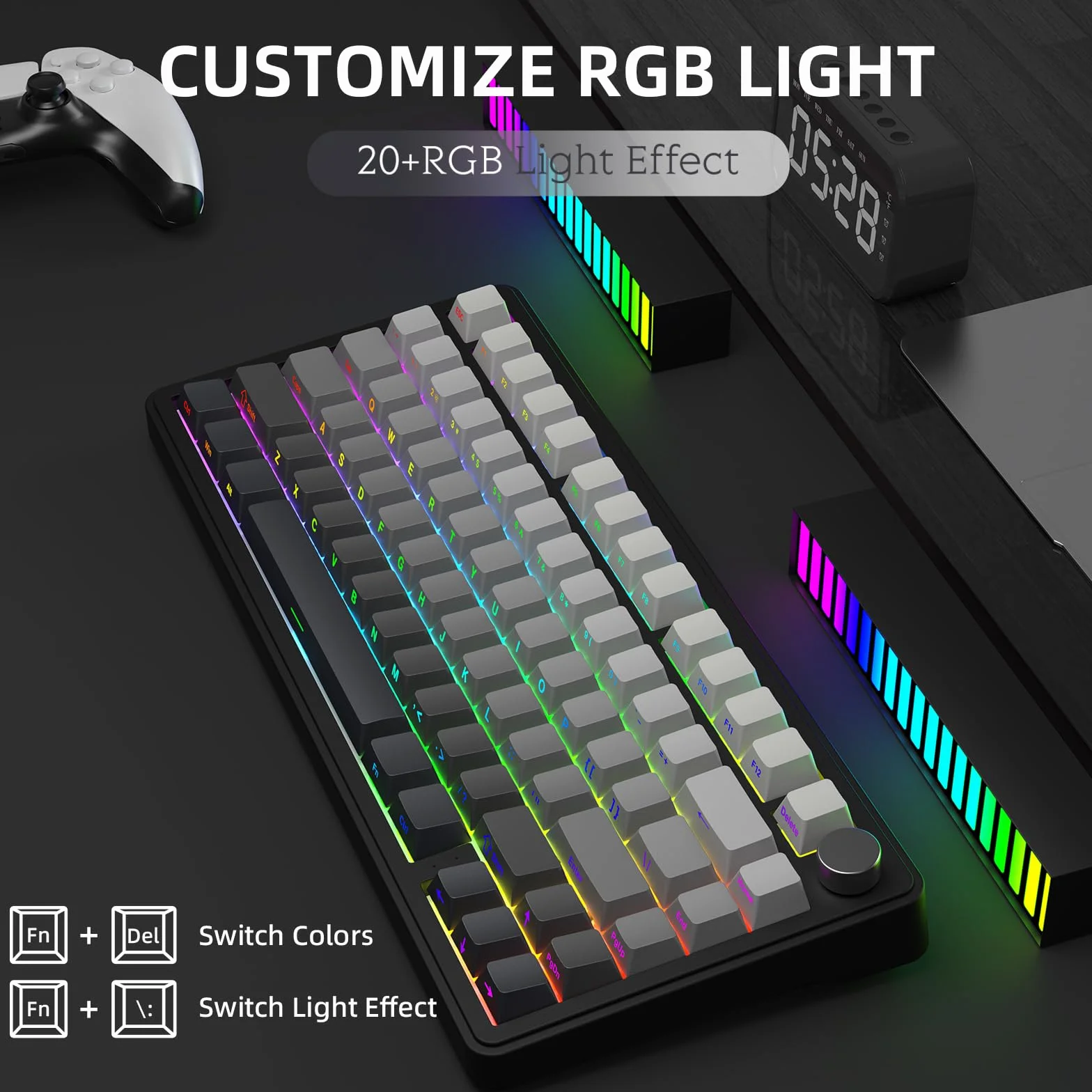 A.JAZZ x ATTACK SHARK X85 Klawiatura Mechaniczna z Uszczelką,Bezprzewodowa Klawiatura do Gier 75% z Knob,5-Layer Padding,PBT Side-Printed Keycap,BT/2.4 Ghz/USB-C,Hot-Swap Linear Switch,RGB,na PC,MAC