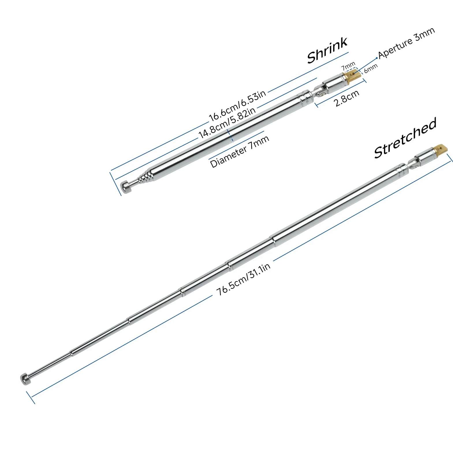 moinkerin 3-częściowa antena radiowa 76,5 cm antena teleskopowa ze stali nierdzewnej AM FM radio do radia telewizyjnego DAB FM/AM odbiór stereo