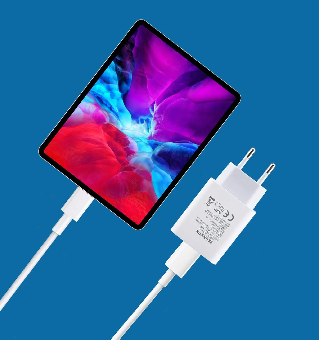 ZLONXUN Szybka ładowarka compatible with Samsung Galaxy Tab A8/A7/A7 Lite/S6 Lite/S7 FE/S8, Xiaomi Pad 5 11", Huawei MatePad T10s, MediaPad M5 Lite, Lenov Tab M10 FHD Plus/P11/P11 Pro