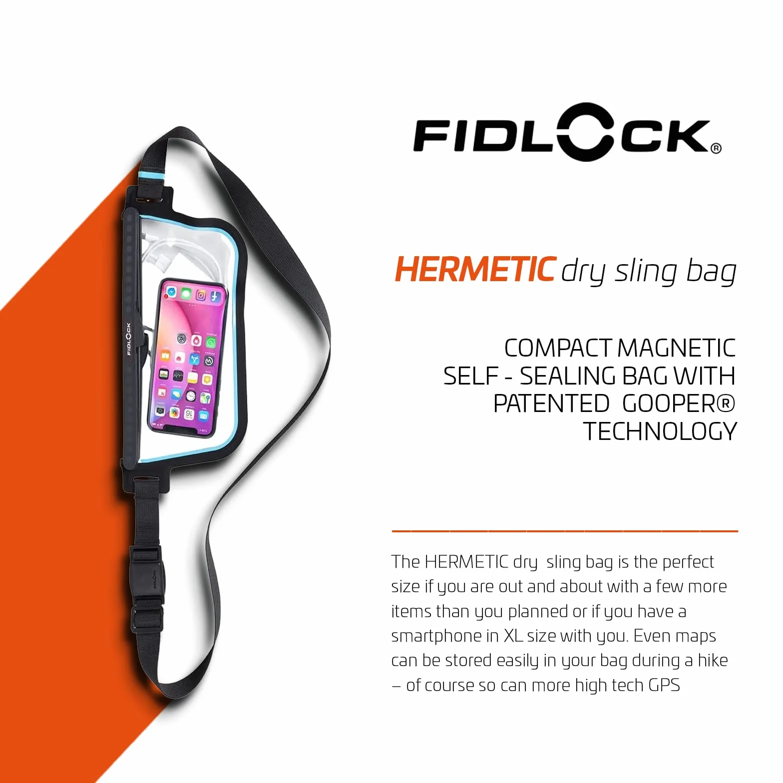 Fidlock Sling Bag Bum Bag Self Sealing Dry Bag Phone Pouch Clear Blue