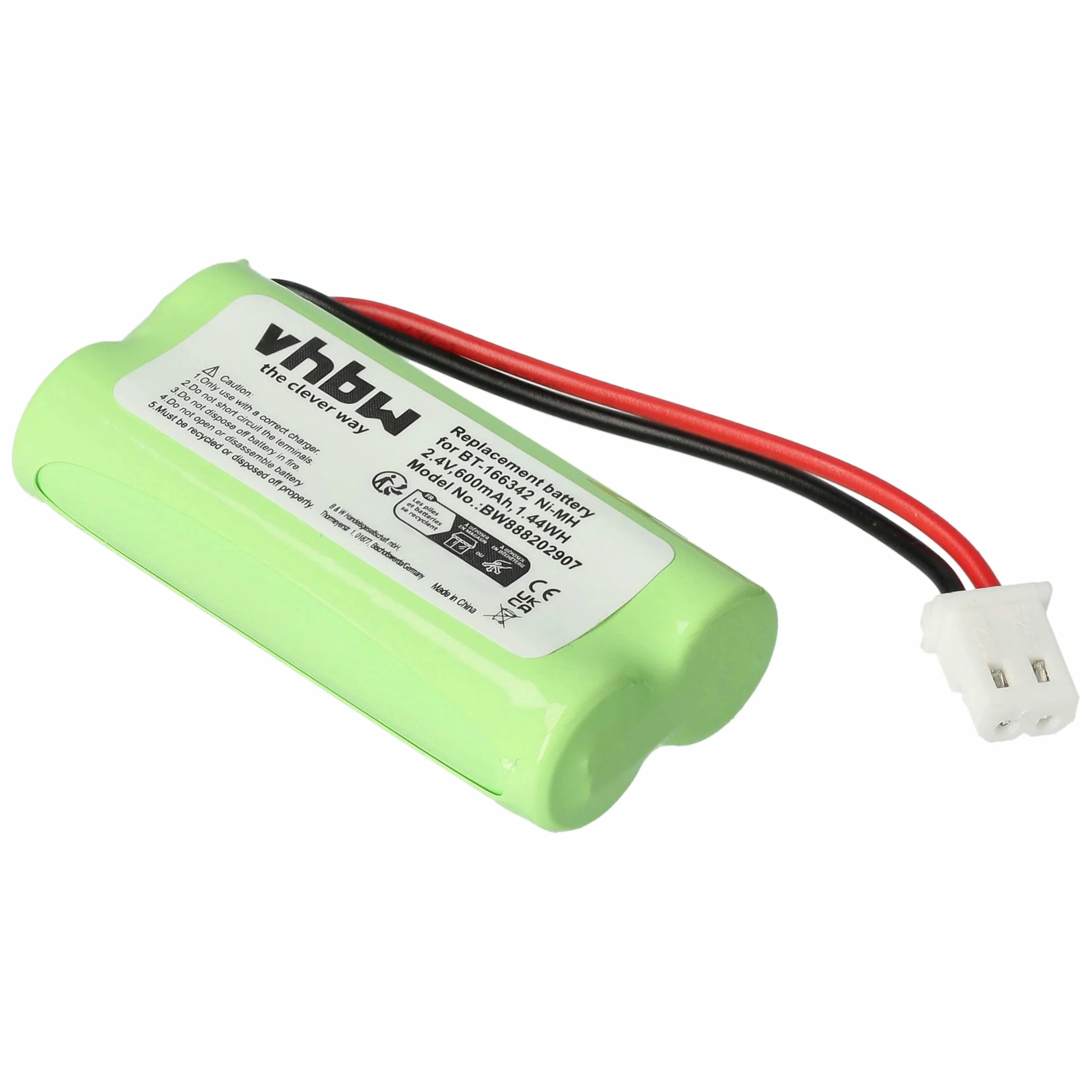 vhbw Akumulator kompatybilny z V-Tech BT162342, BT-162342, BT1623421, BT-1623421, BT166342 bezprzewodowy telefon stacjonarny (600 mAh, 2,4 V, NiMH)