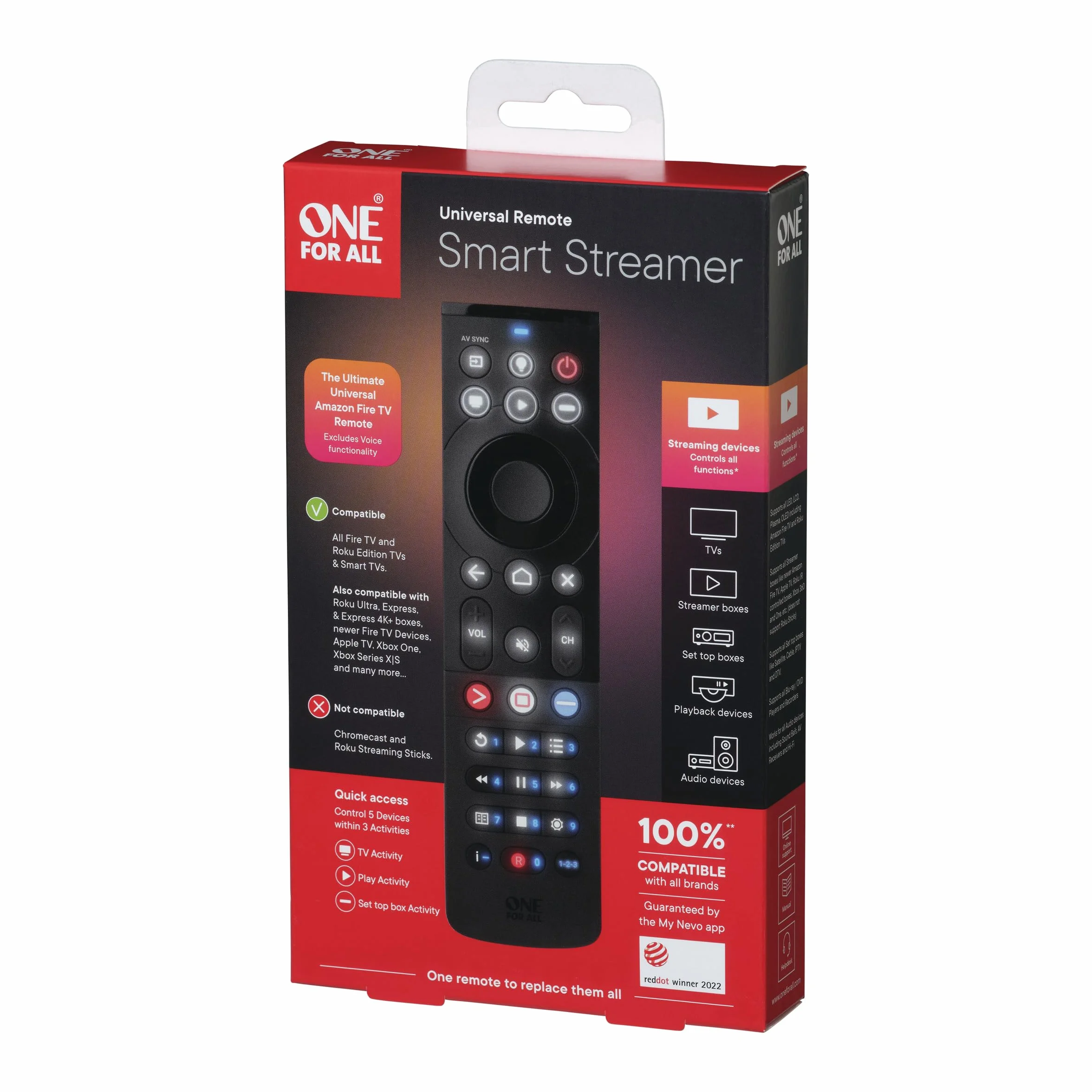 One For All URC7945 Uniwersalny pilot Smart Streamer IR/BT Czarny